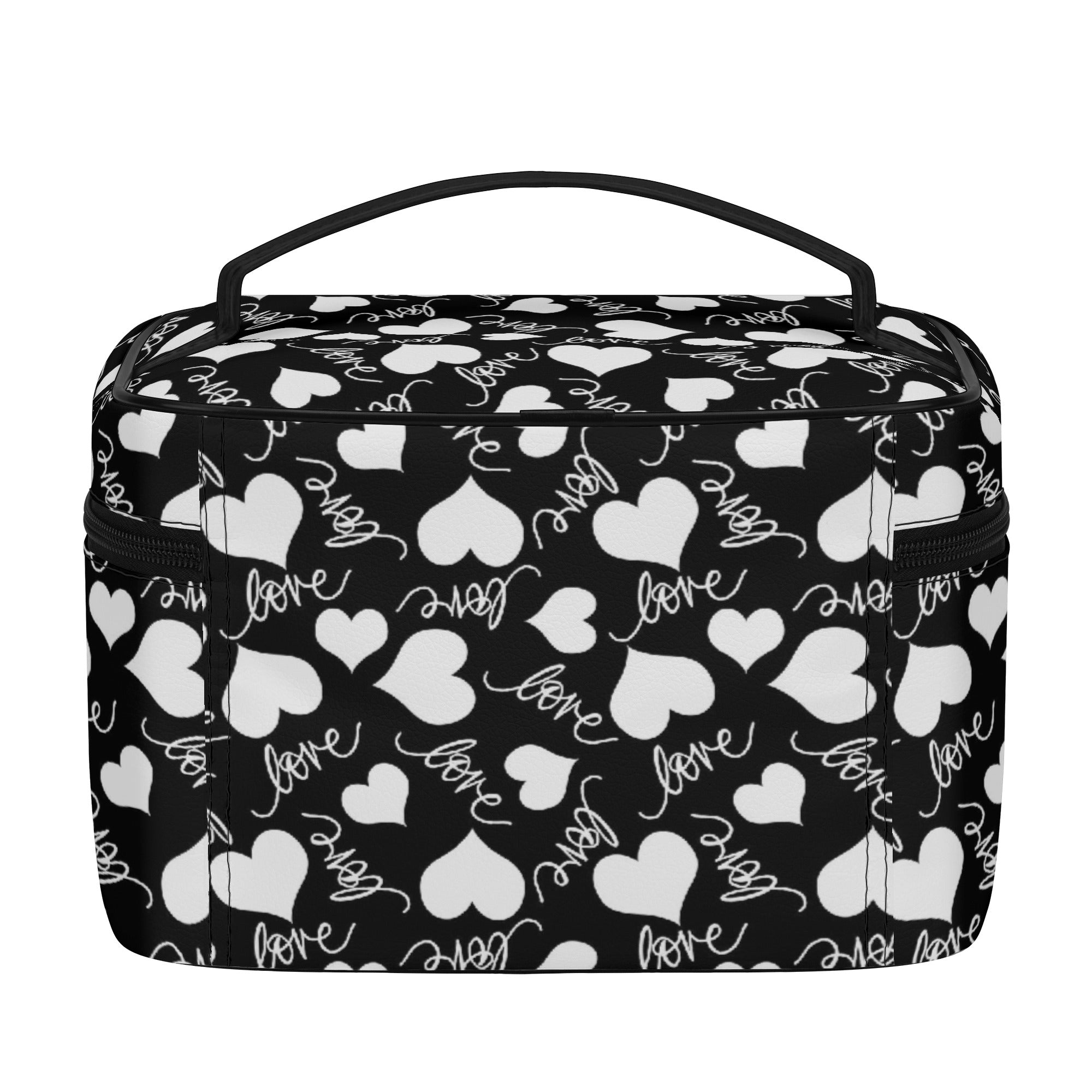 Love And Hearts Leather Cosmetic Bag - Waterproof Travel Makeup Pouch for Women | Perfect for Travel, Gym & Everyday Use