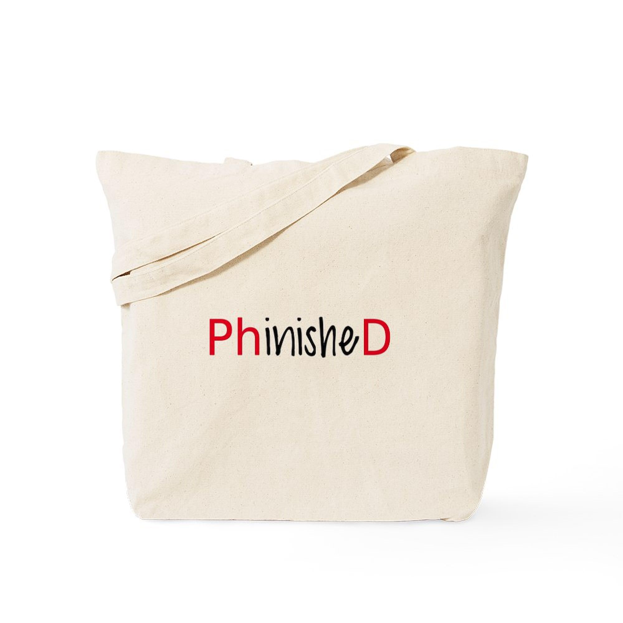 PhD Graduate Tote Bag - Natural Canvas Reusable Shopping Bag for College Graduation Gifts, School & Grocery Use | Durable Eco-Friendly Tote for Students & Professionals