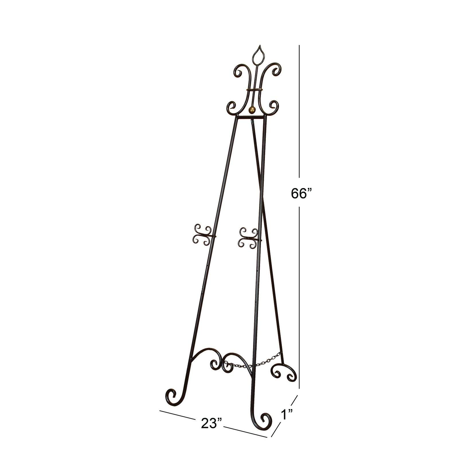 66 Inch Black Iron Easel - Elegant Metal Tripod Stand for Canvas, Artwork & Picture Frames - Heavy Duty Display Holder for Paintings, Drawings & Photos - Perfect for Studios, Galleries & Home Decor (66in)