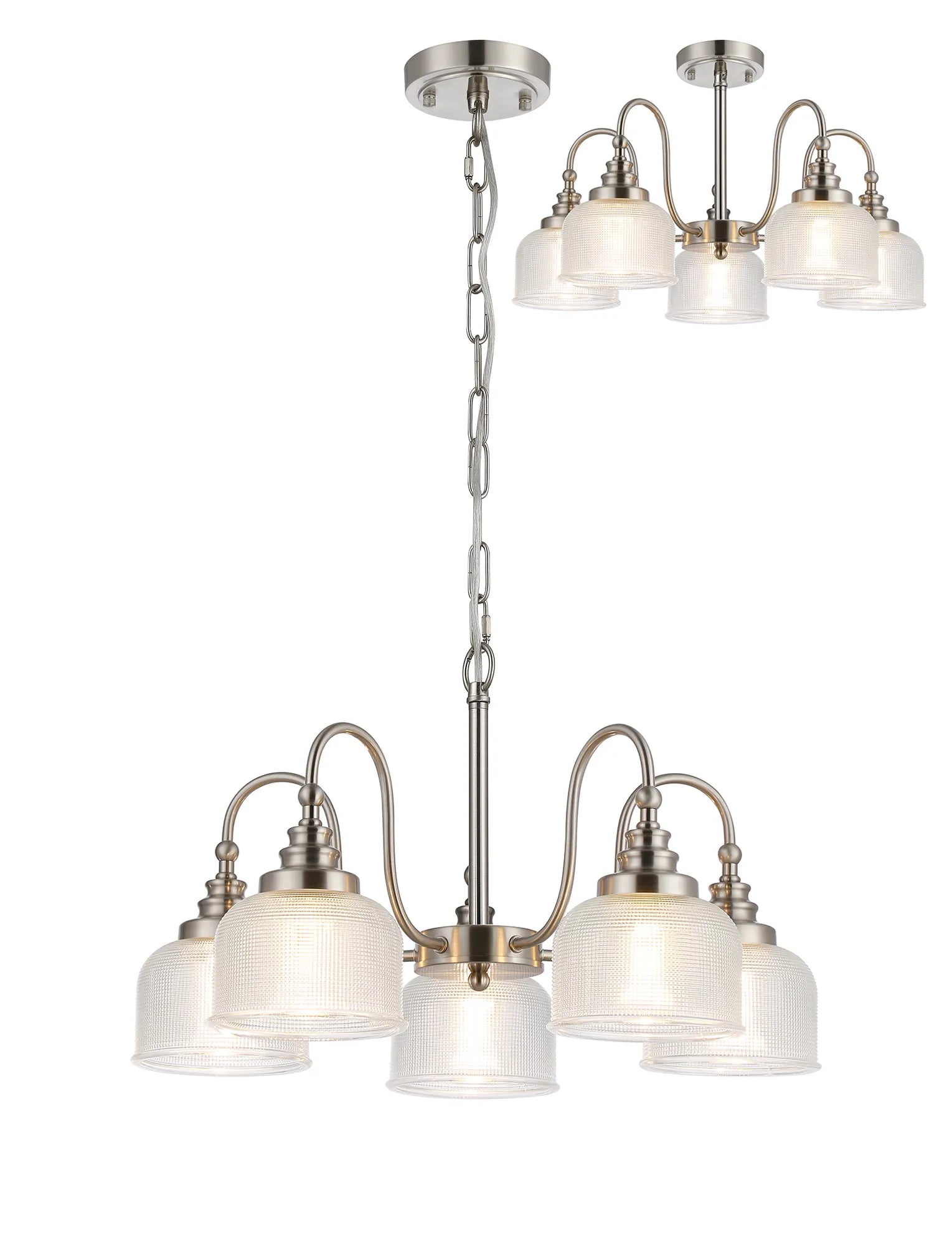Cleron 3/5/8Lt Semi Flush Mount Pendant Light Fixture - Modern Ceiling Lighting in Multiple Colors for Living Room, Bedroom & Dining Room