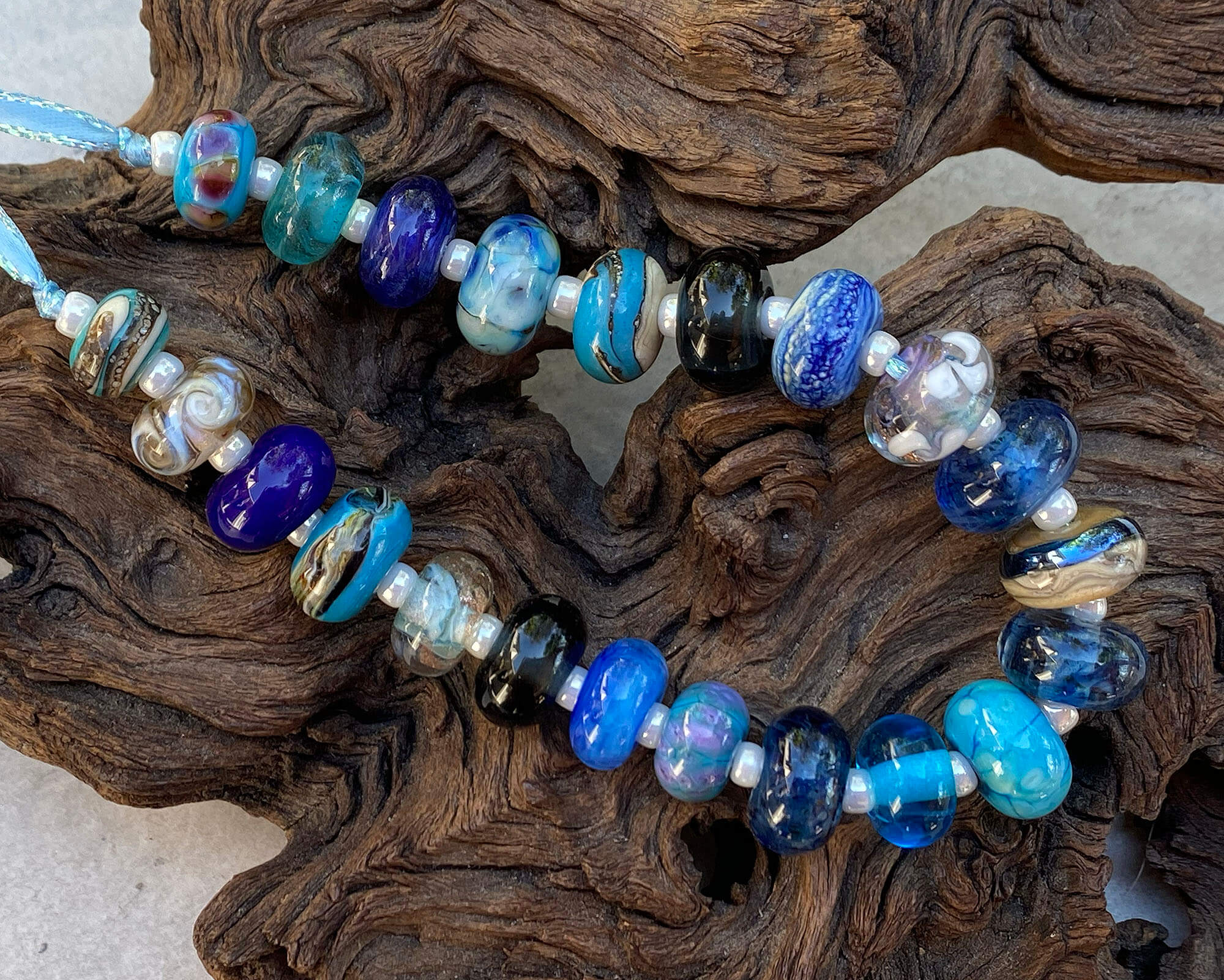 22 Blue Orphan Lampwork Bead Set SRA - Handmade Glass Beads for Jewelry Making, DIY Crafts & Scrapbooking - Perfect for Necklaces, Bracelets & Home Decor