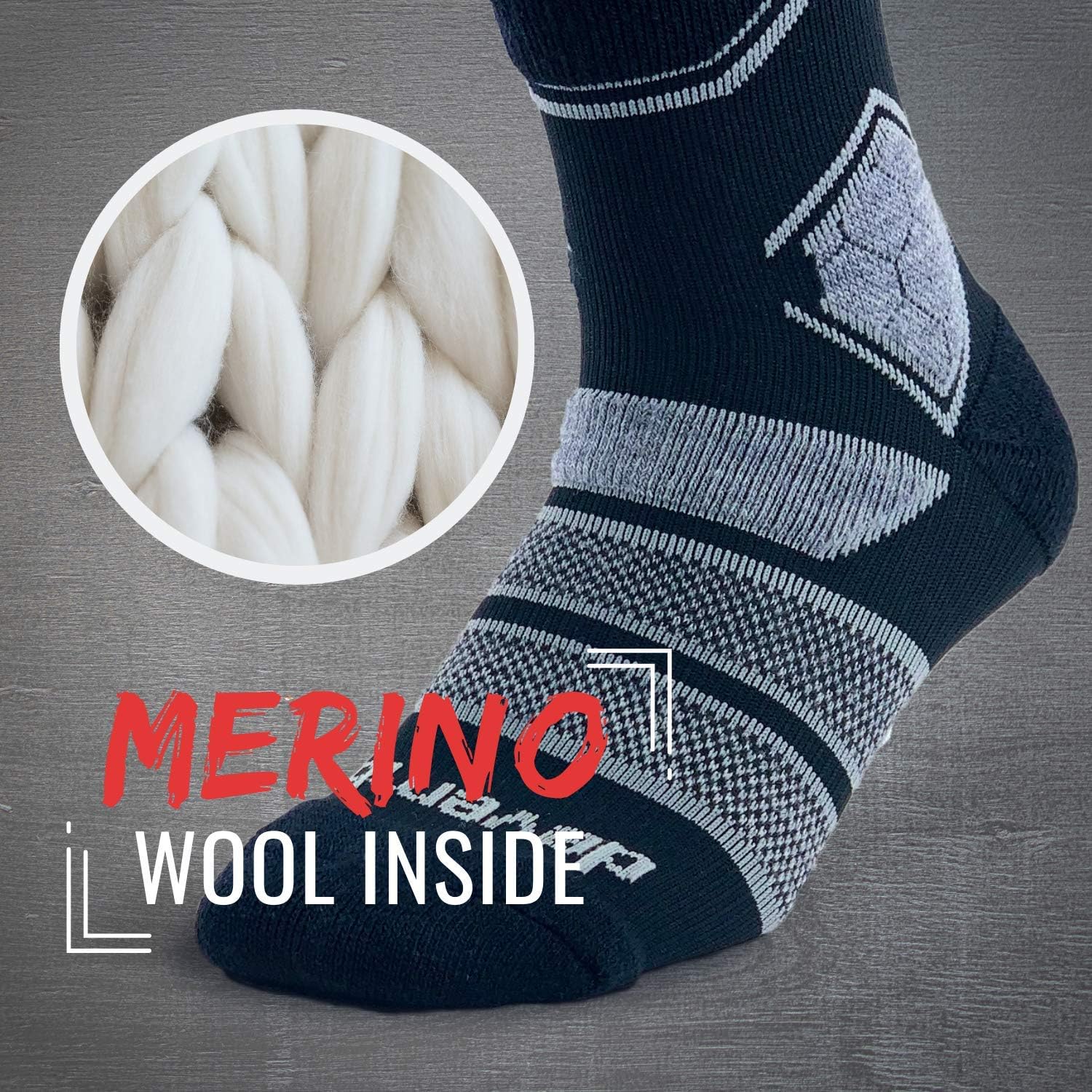 Premium Merino Wool Ski Socks for Men & Women - Thermal Winter Snowboard Socks with Moisture Wicking & Cushioning - Ideal for Skiing, Snowboarding & Cold Weather Outdoor Activities