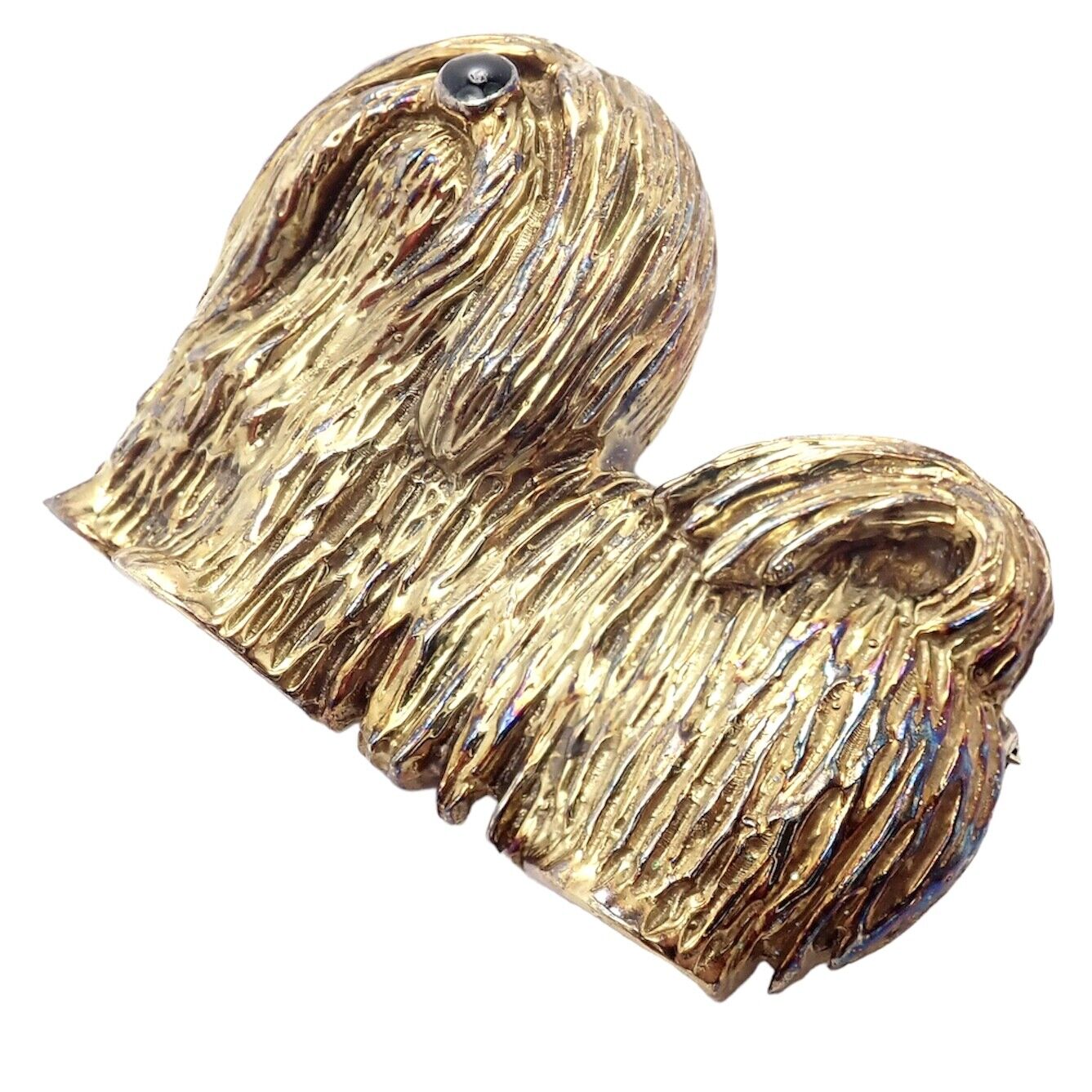 Vintage Tiffany & Co 14k Yellow Gold Enamel Shih Tzu Dog Brooch Pin - 1960s Collectible Jewelry for Women | Perfect for Vintage Fashion, Gift Giving & Special Occasions
