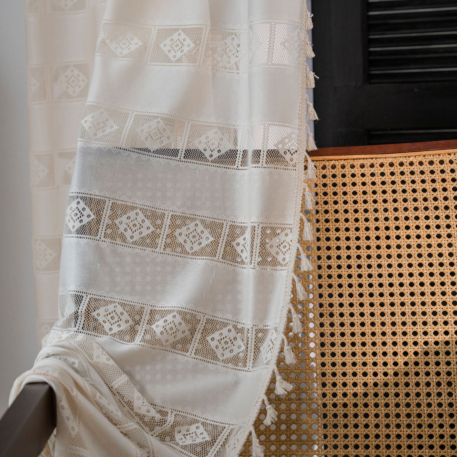 Addilyn White Crochet Lace Sheer Custom Curtains for Living Room & Bedroom - Elegant Window Drapes with Floral Embroidery for Home Decor