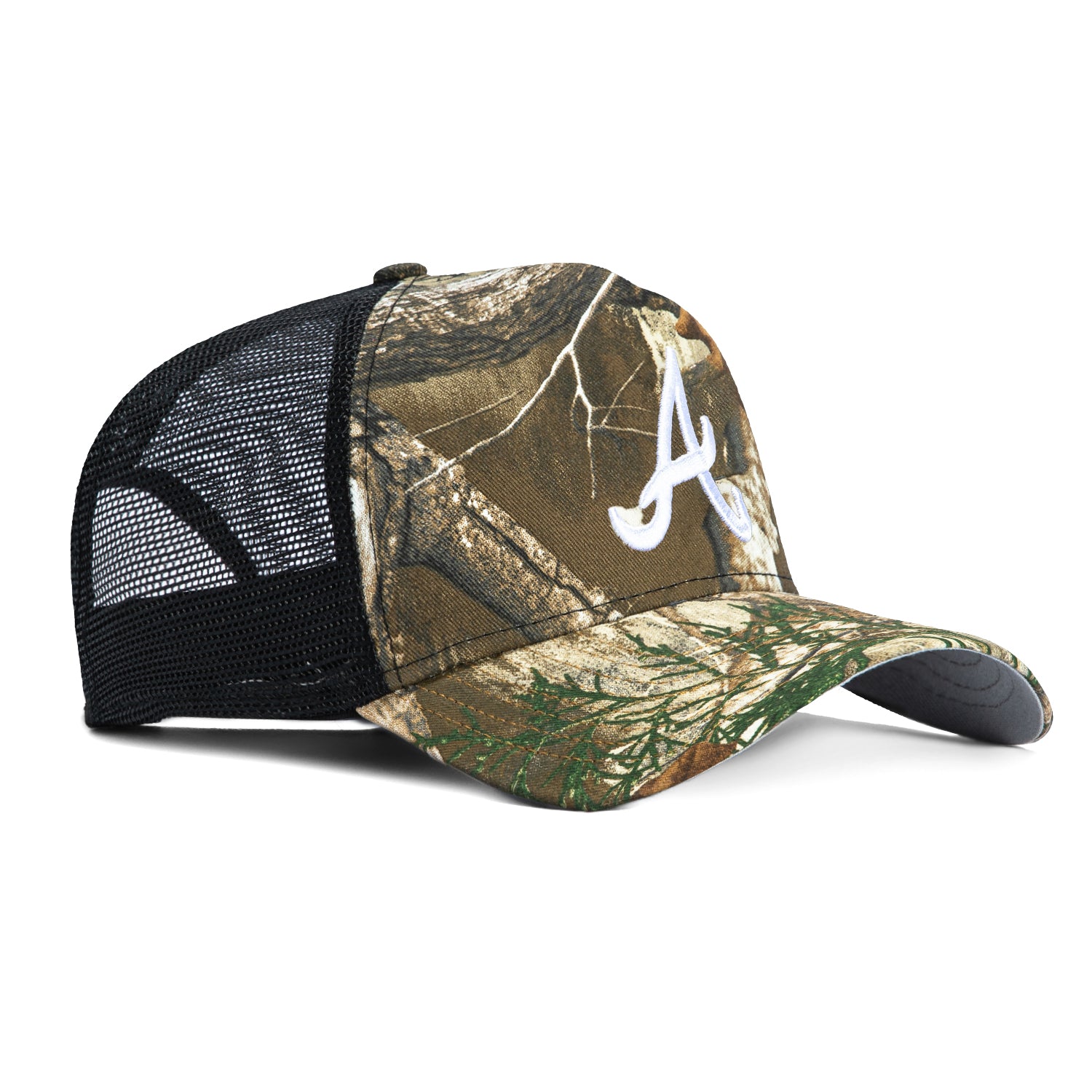 New Era 9Forty A-Frame Atlanta Braves Snapback Trucker Hat - Realtree Camo & Black - Baseball Cap for Men & Women - Perfect for Games, Outdoor Activities & Fan Gear