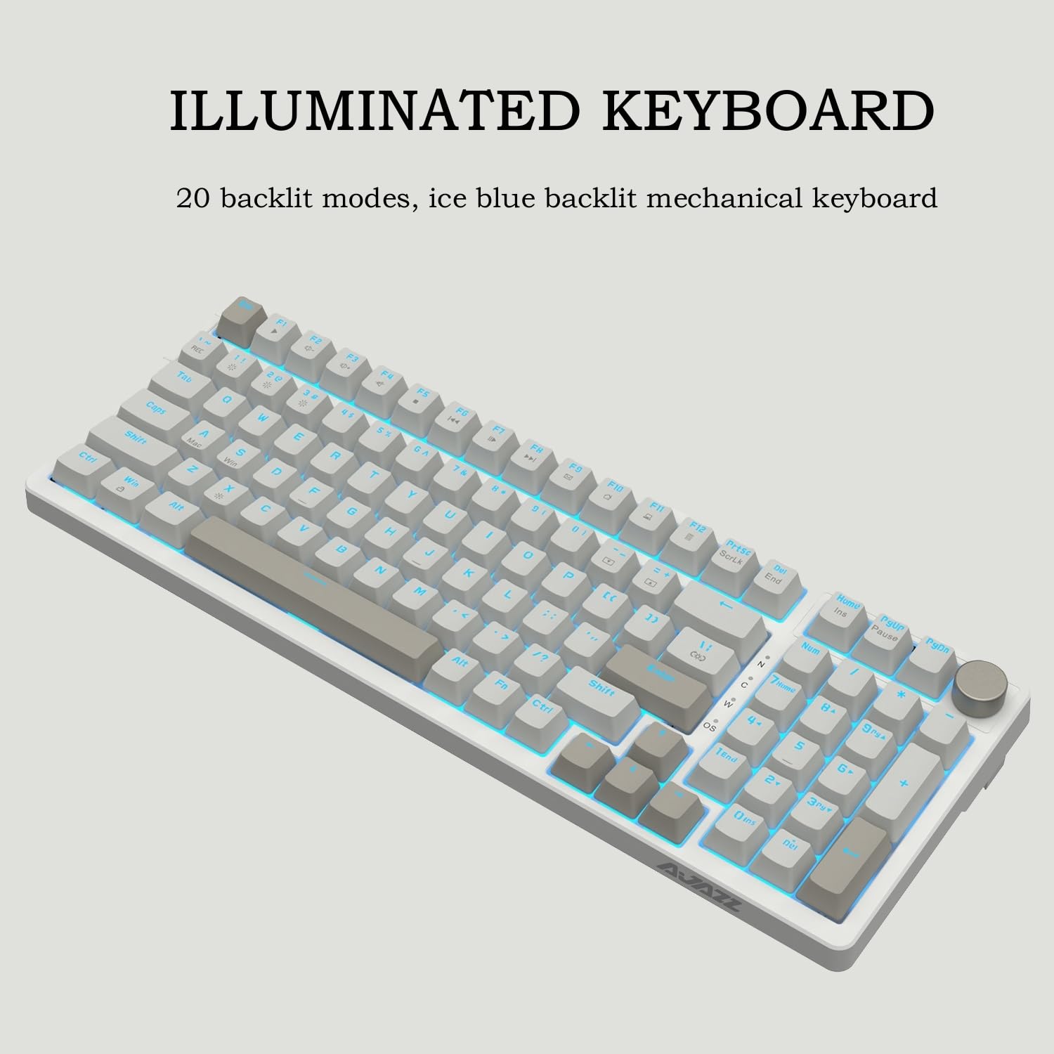 AK992 Retro Mechanical Gaming Keyboard - 98 Keys, Blue Switches, Backlit for PC Gamers