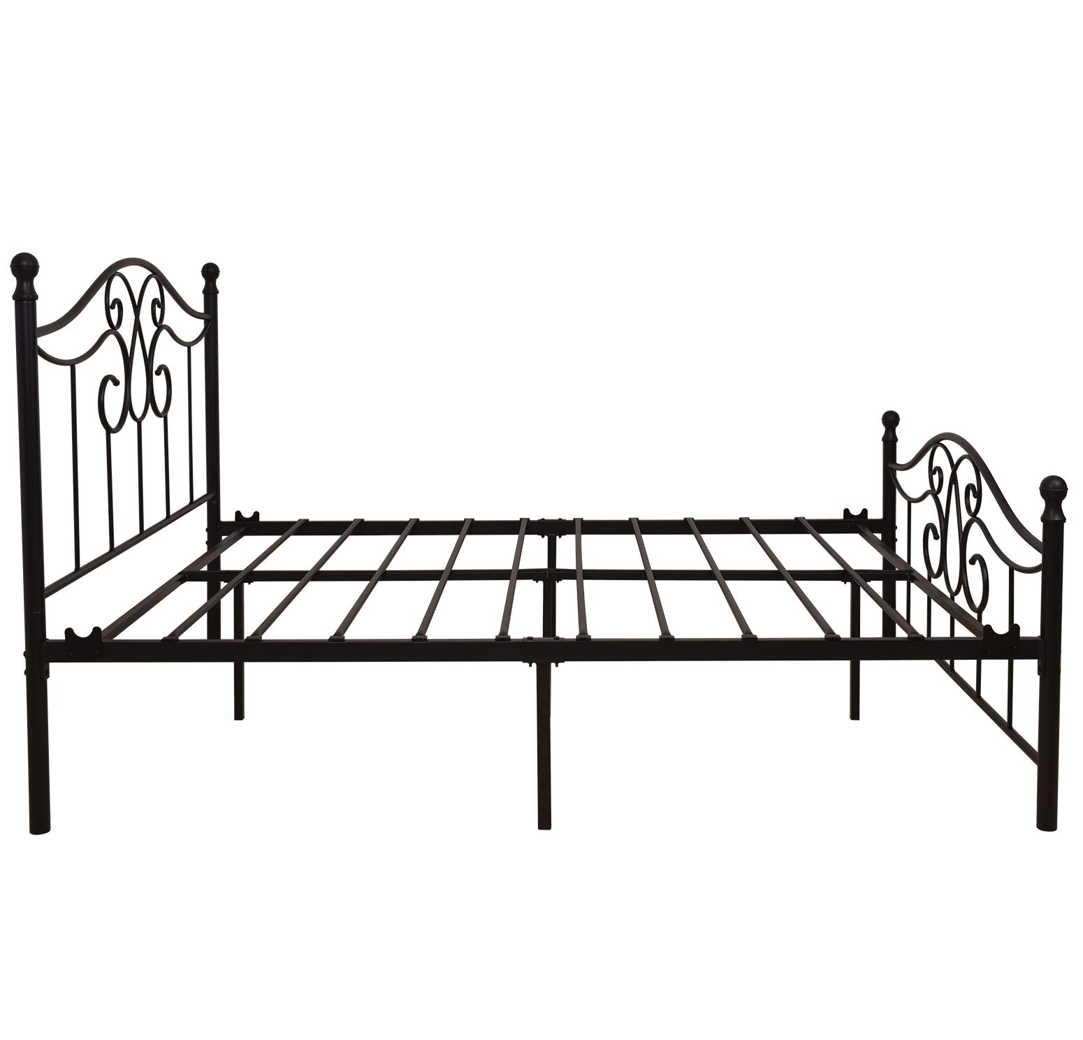 **Full Size Metal Bed Frame with Headboard & Footboard - Farmhouse Platform Bed with Under Bed Storage, No Box Spring Needed, Easy Assembly (Black) - Perfect for Guest Rooms, Dorms & Small Spaces**