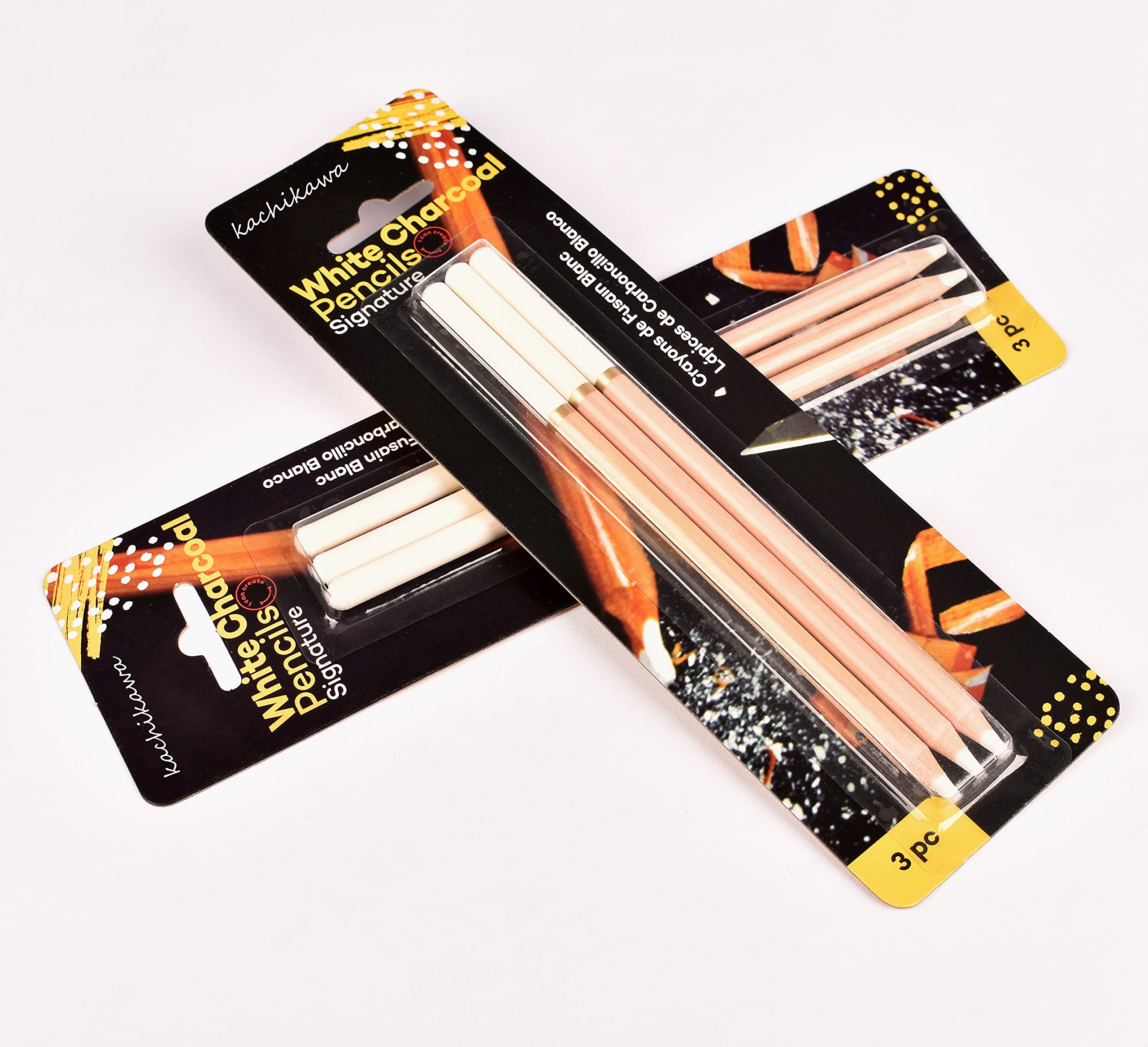 White Sketch Pencils for Drawing & Highlighting - 3 Pack Set - Perfect for Artists, Students & Office Use