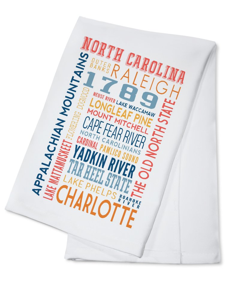 North Carolina Typography Tea Towel - 100% Cotton Decorative Hand Towel for Kitchen & Home | Dish Drying, Gift Giving, Farmhouse Decor