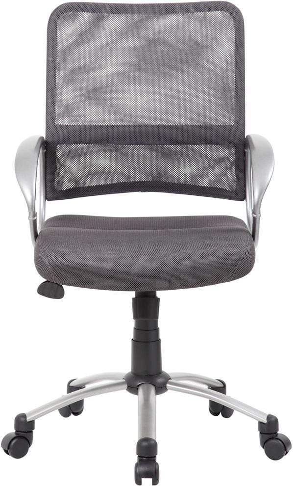 Boss B6416 Mesh Back Office Chair with Pewter Finish - Ergonomic Task Chair for Home & Office Workspaces