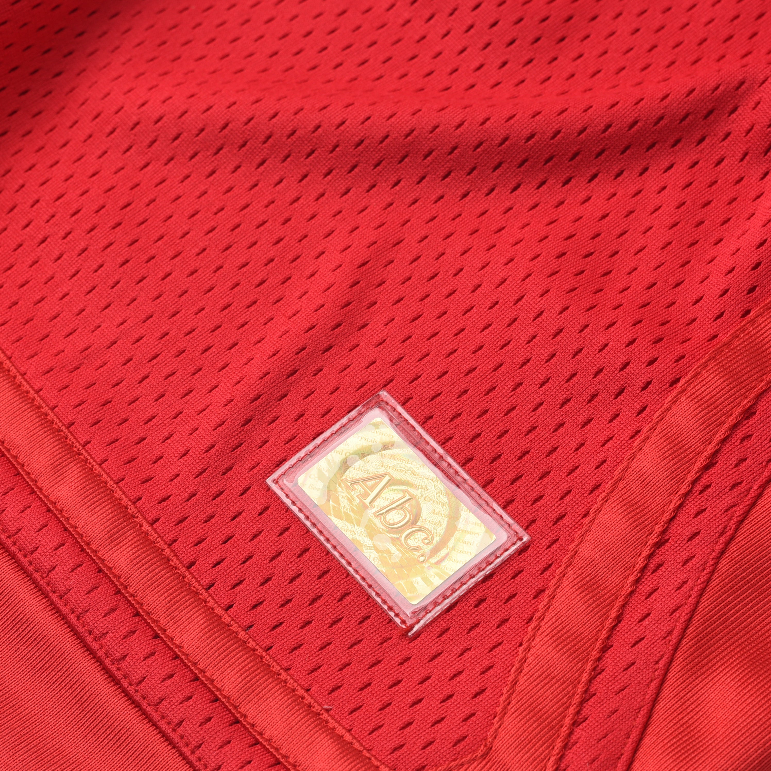 ABC 123 Mesh Satin Basketball Shorts for Men - Breathable Red Workout Shorts for Basketball, Running & Gym Training