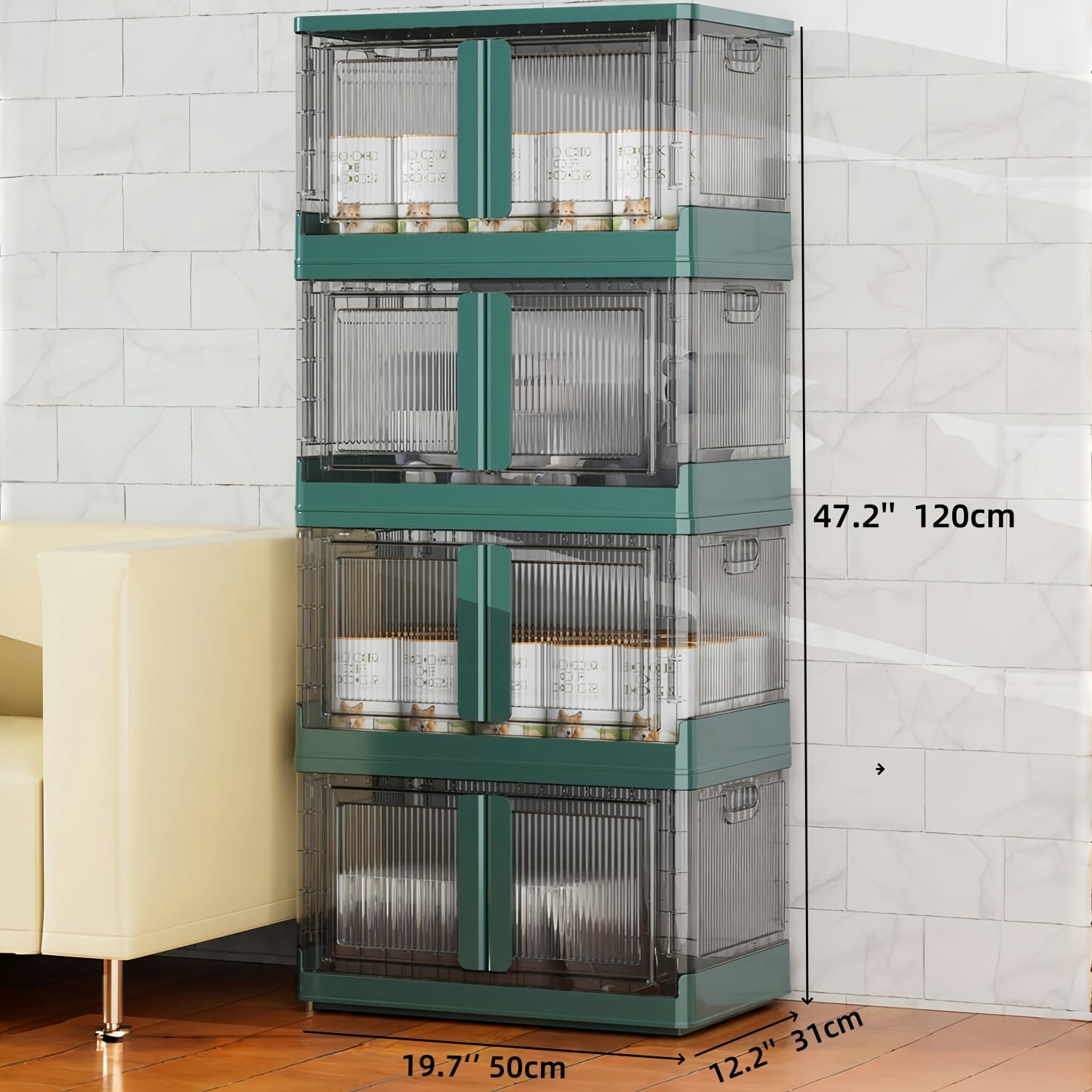 34QT Collapsible Storage Bins with Lids - 4 Pack Stackable Organizer Boxes for Closet, Pantry, Bedroom & Home Organization | Space Saving Foldable Design for Seasonal Clothes, Toys & Household Items Storage