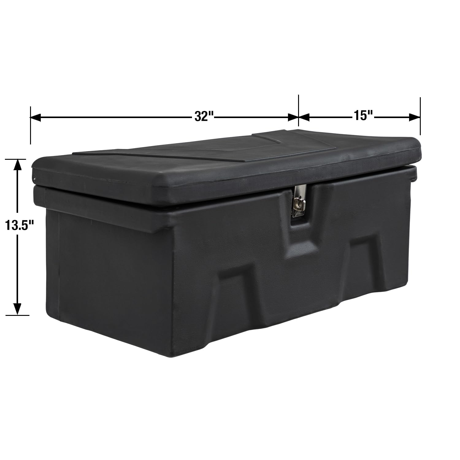 Buyers Products 1712230 Black Poly All-Purpose Storage Chest with Hasp & Stainless Steel Hinge - 2.6 cu ft Lightweight Outdoor Storage Box | Durable, Dent-Resistant, Made in USA | Perfect for Garage, Patio, Garden & Tool Organization
