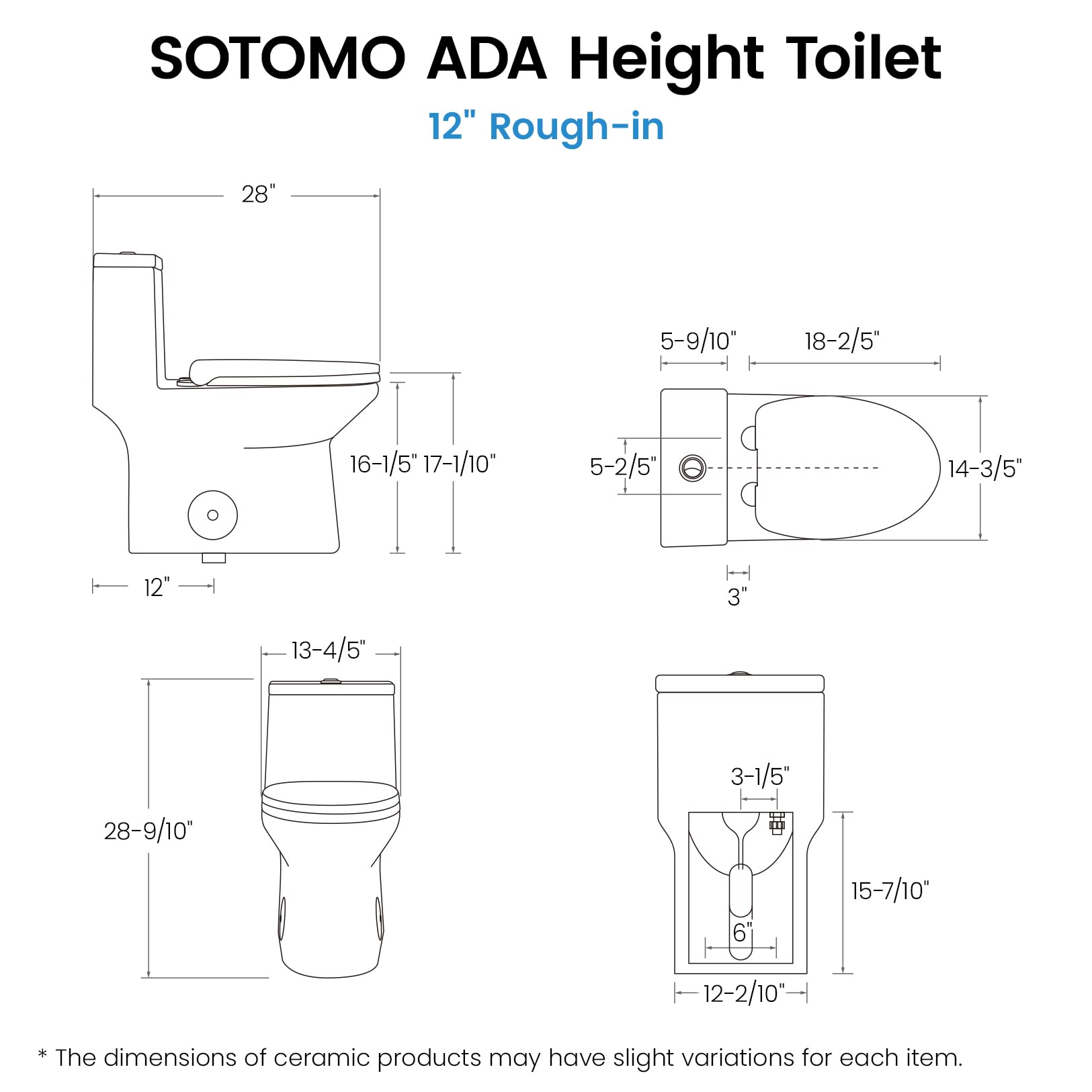 ADA Compliant Compact Elongated One-Piece Toilet - 12