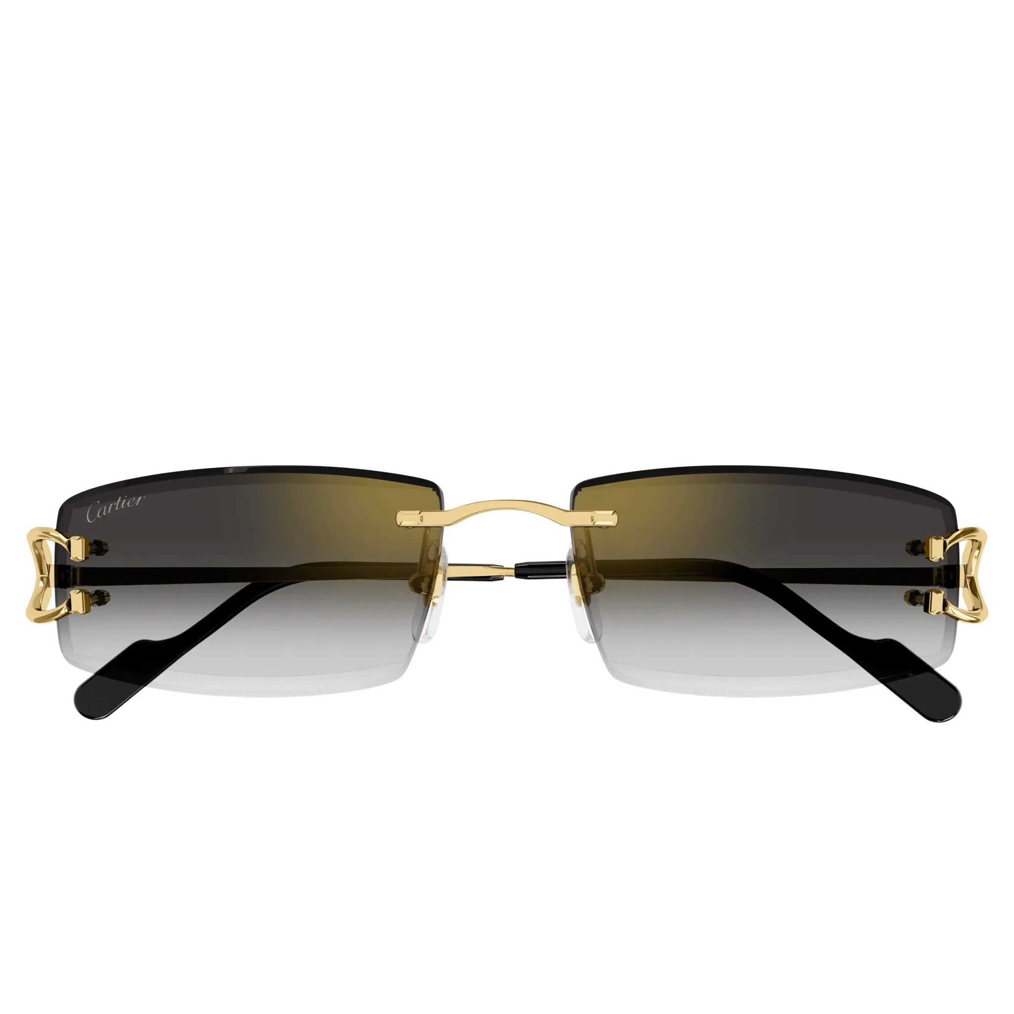 Cartier CT0465S 001 Gold Grey Rimless Sunglasses for Women & Men - Luxury Designer Shades for Driving, Beach & Outdoor Activities