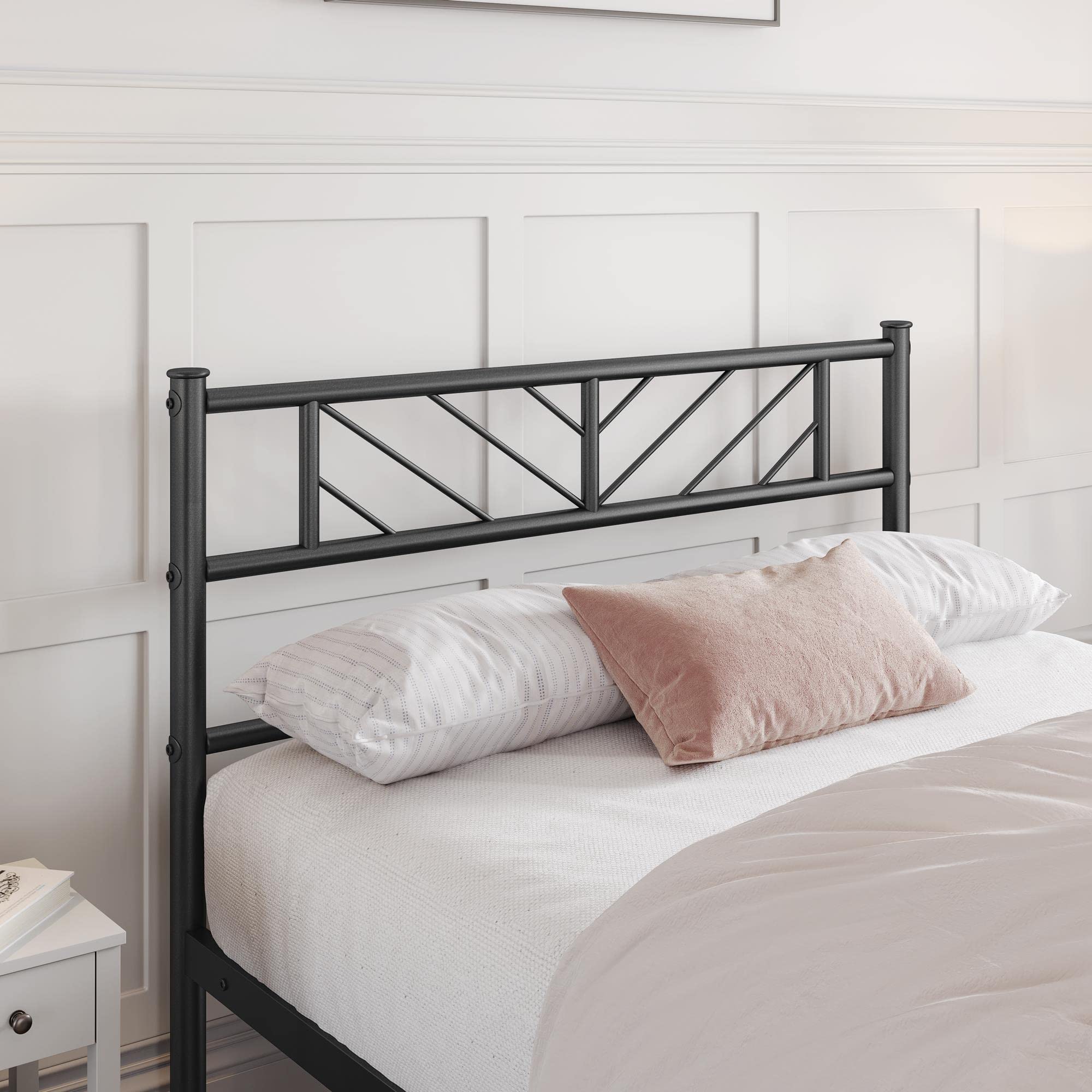 Yaheetech Twin Size Metal Platform Bed Frame with Arrow Design Headboard - 13 Inch Sturdy Mattress Foundation, No Box Spring Needed, Space-Saving Storage Under Bed, Easy Assembly, Modern Black Bedroom Furniture for Small Spaces & Dorm Rooms