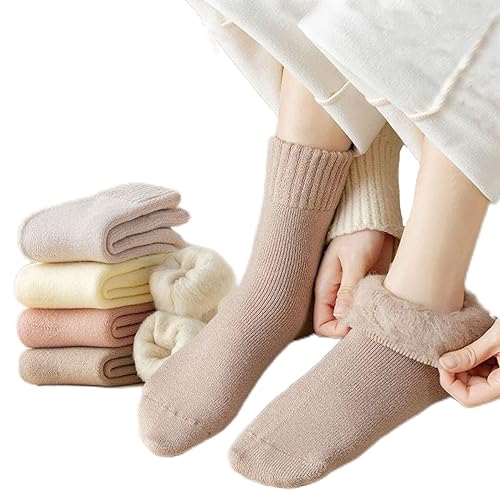 3 Pairs Women's Winter Wool Socks - Fleece Lined Thick Warm Thermal Socks for Cold Weather - Perfect for Hiking, Skiing & Indoor Cozy Wear