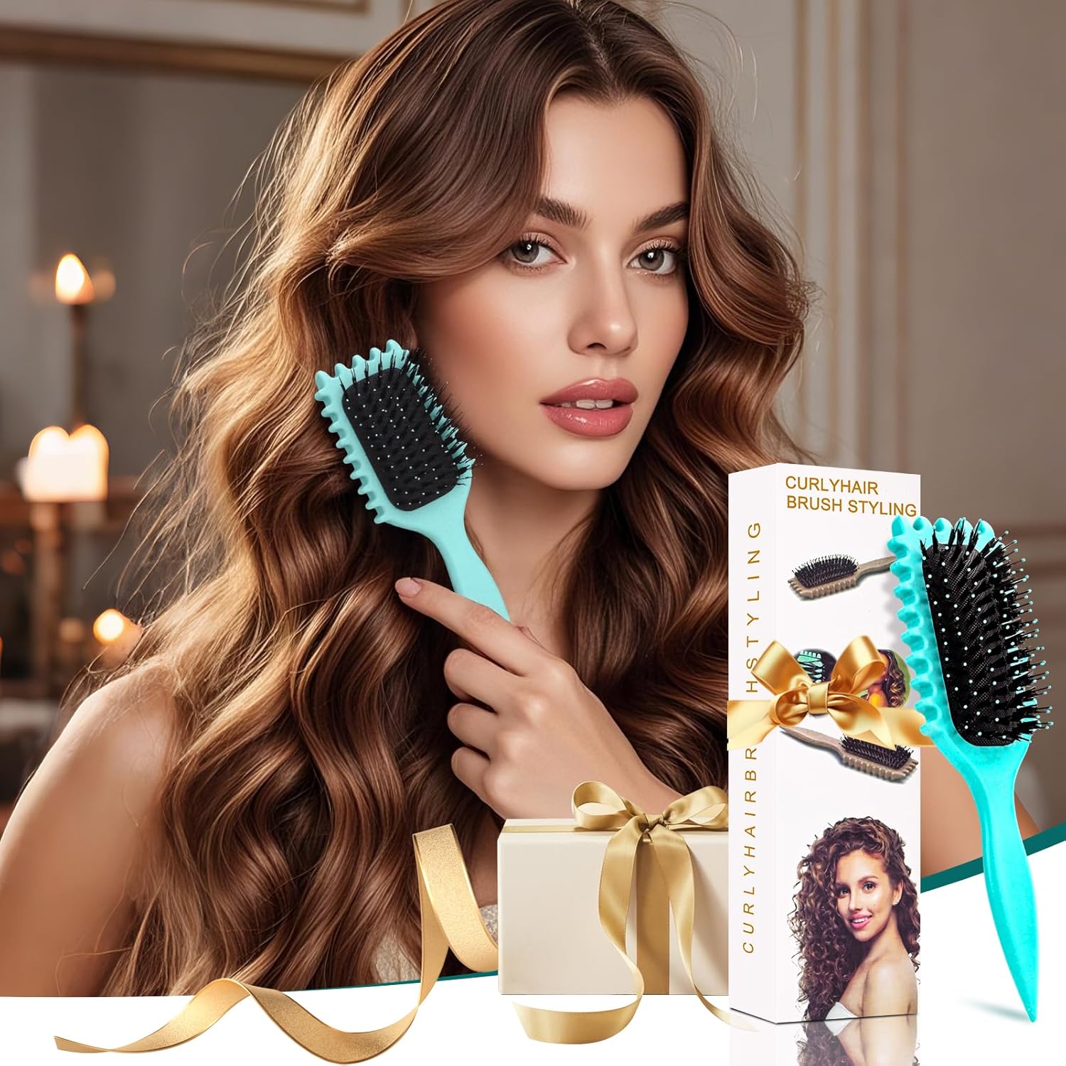 Best Detangling Brush for Curly Hair - Wide Tooth Comb for Knot-Free Styling - Perfect for Wet & Dry Hair Care at Home or Travel
