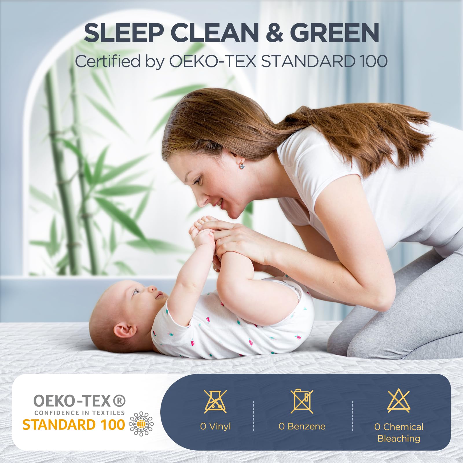 Premium Waterproof Queen Mattress Protector - Silver-Infused Bamboo Rayon, Hypoallergenic & Odor-Free - Deep Pocket Fits 6