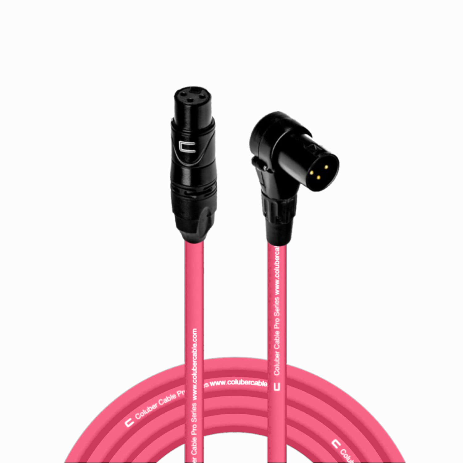Professional 25ft Pink Balanced XLR Cable - Female to Right Angle Male 3-Pin Microphone Connector for Powered Speakers, Audio Interfaces & Mixers - Perfect for Live Performances, Studio Recording & DJ Setups