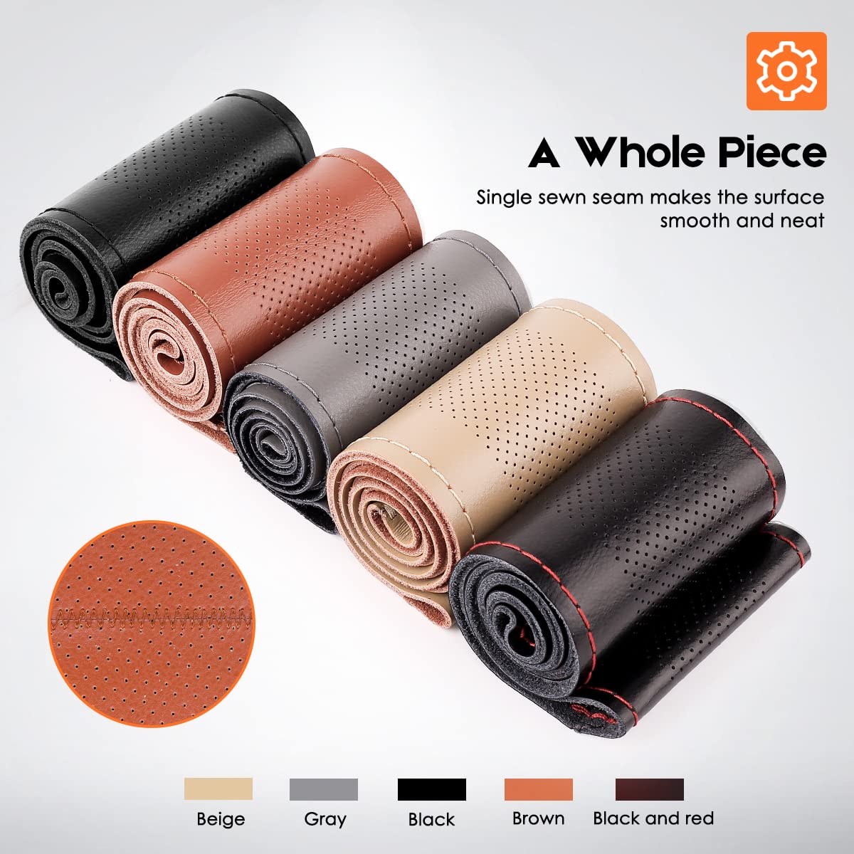 Premium BELINOUS Leather Car Steering Wheel Cover - Stitch On Wrap (Size M4, Black & Red) for Enhanced Grip & Comfort - Perfect for Daily Commute, Road Trips & Luxury Car Interiors
