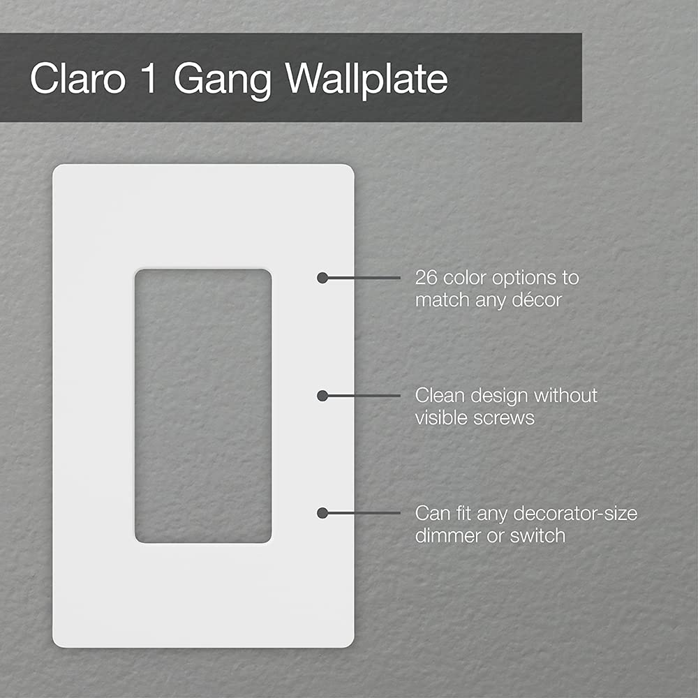 Lutron Claro 1 Gang Screwless Light Switch Cover Plate - Glossy Almond Wall Plate for Decorator & Rocker Switches (96 Pack, CW-1-AL-96) - Perfect for Home, Office & Commercial Electrical Upgrades