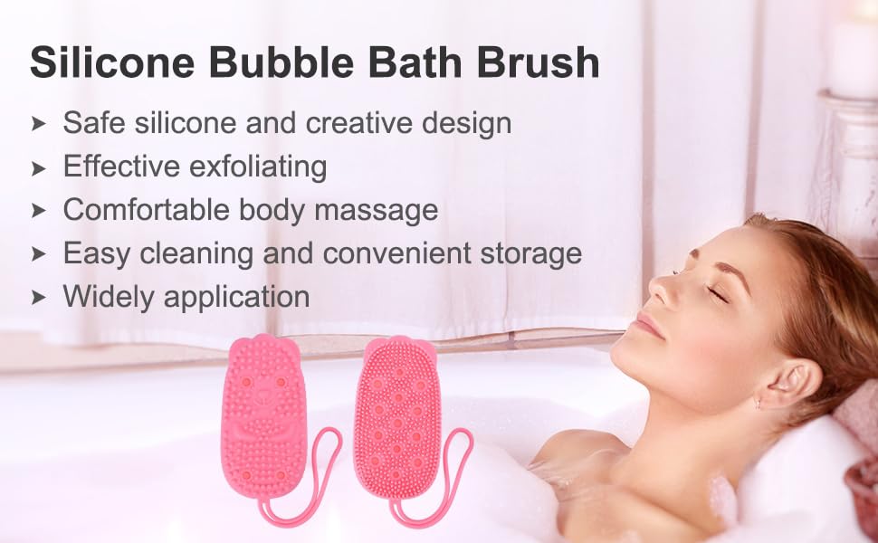 FLOBIQUE Silicone Bubble Bath Brush - Soft Body Scrubber & Massage Brush for Shower & Bath (1PC, Multi Color) - Perfect for Exfoliating, Relaxing & Deep Cleaning Skin