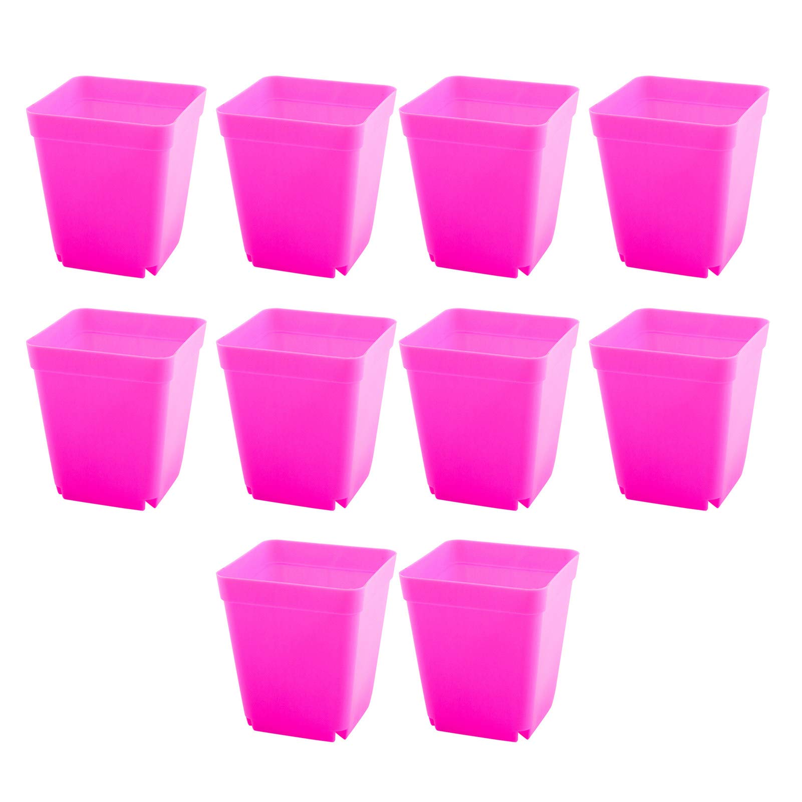 HEVIRGO 10PCS Pink Plastic Hanging Flower Pots for Succulents, Bonsai, Plants - Indoor/Outdoor Garden Decor, Home Nursery Planter, Square Gardening Supplies for Balcony, Patio, and Windowsill Decor