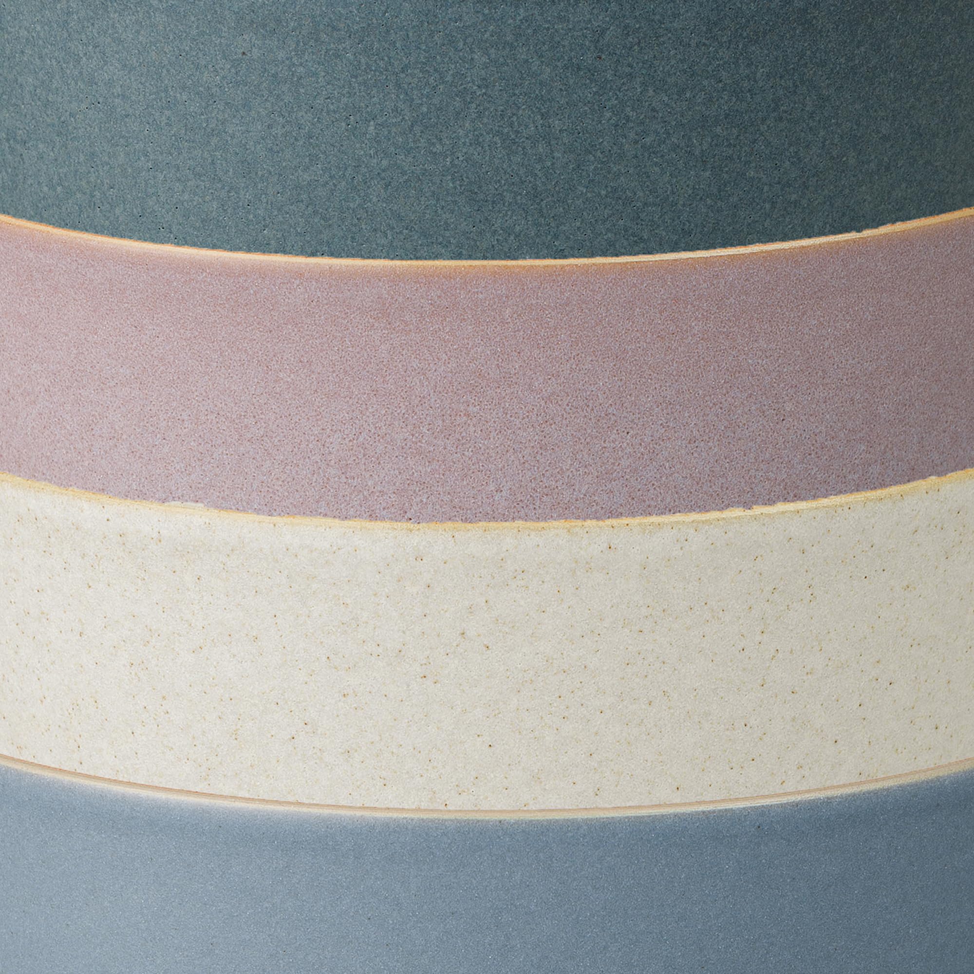 Denby Impression Mixed Color Straight Bowls Set of 4 - 13.5oz Microwave & Dishwasher Safe Ceramic Stoneware Rice Bowls - Pink, Cream, Blue & Black - Perfect for Dining, Meal Prep & Serving Dishes