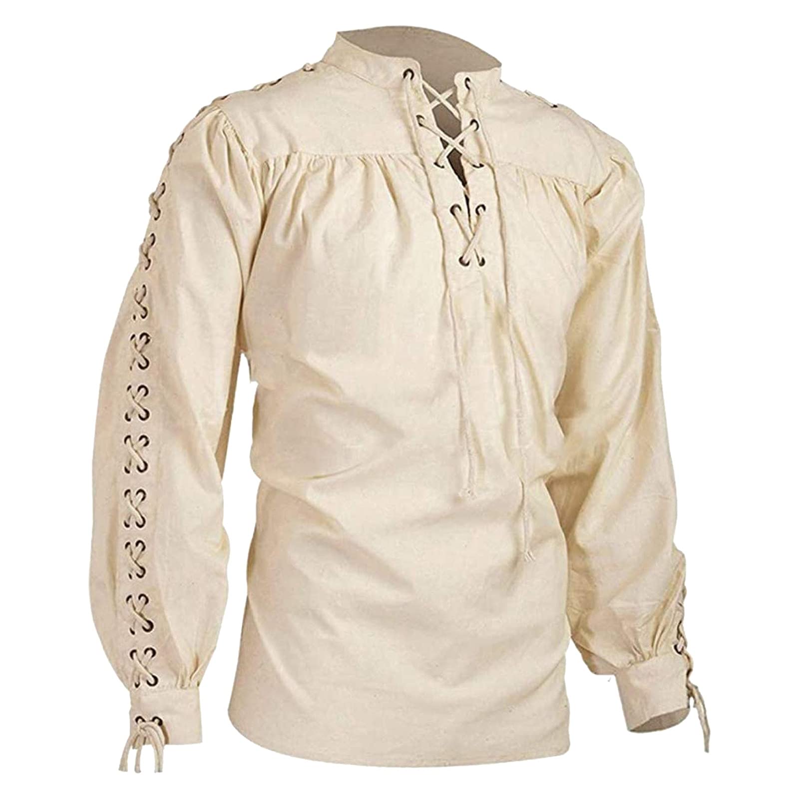 Men's Gothic Long Sleeve Bandage Shirt - Fashionable Fleece Top for Casual Wear | Perfect for Halloween, Cosplay & Alternative Fashion Outfits