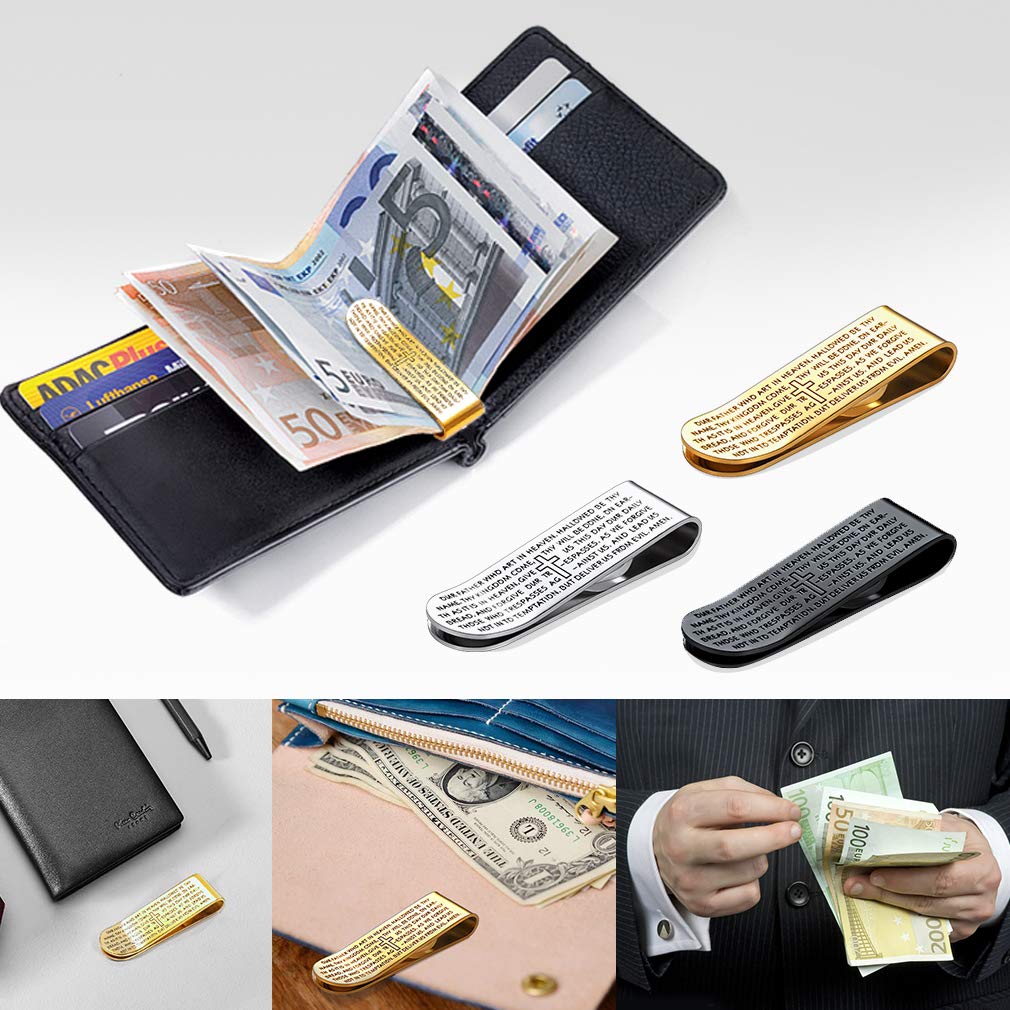 FaithHeart Stainless Steel Money Clip Wallet for Men - Slim Credit Card Holder & Cash Clip - High Polished Smooth Jewelry Gift for Dad, Husband - Perfect for Business, Travel, and Everyday Use