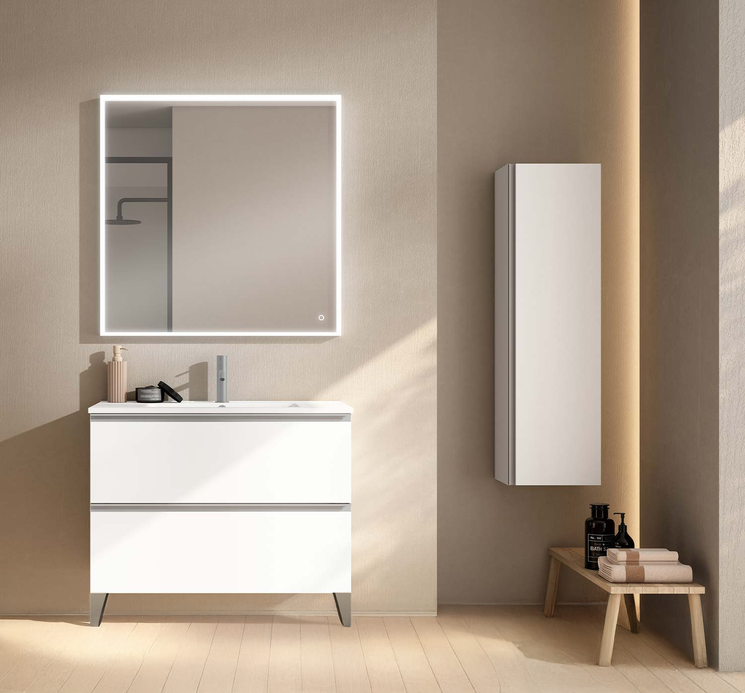 Granada Single Vanity with 2 Drawers & Basin - Modern Bathroom Sink Cabinet for Small Spaces, Farmhouse or Contemporary Style Homes