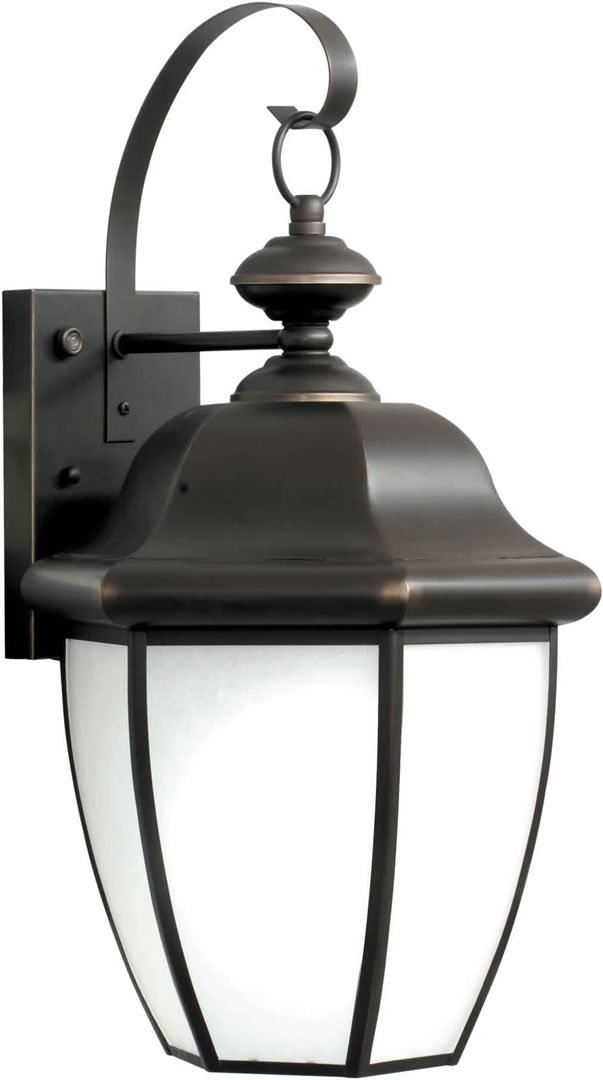 Forte Lighting 10004-01-14 Energy Star Certified CFL Outdoor Wall Lantern - Royal Bronze Finish with Frosted Seeded Glass - Perfect for Porch, Patio & Garden Lighting