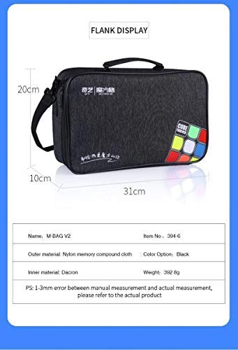 Professional Speed Cube Storage Bag with Individual Compartments for Timer, Cubes, Cup & Mat - Black Satchel Shoulder Carry Case for Competitions & Practice - Perfect for Rubik's Cube Enthusiasts & Speedcubers - by MRC