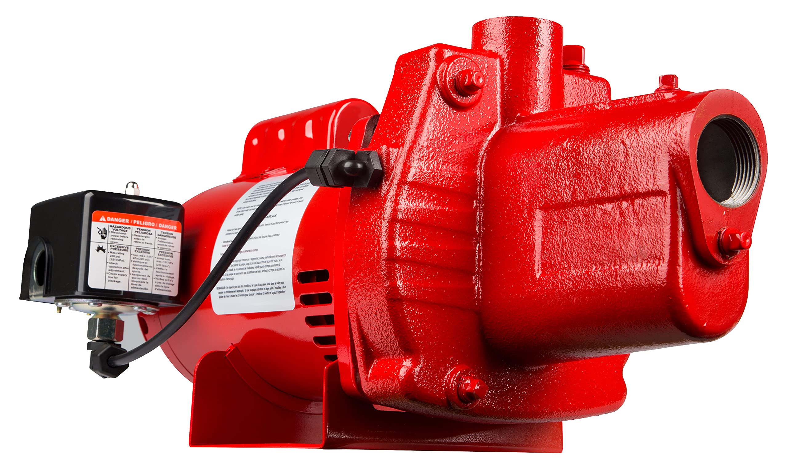Red Lion RJS-100-PREM 602208 Premium Cast Iron Shallow Well Jet Pump - 1/2 HP, 25 ft Max Lift, 9.1x17.8x9.1 Inches - Ideal for Residential Water Supply, Irrigation & Farm Use