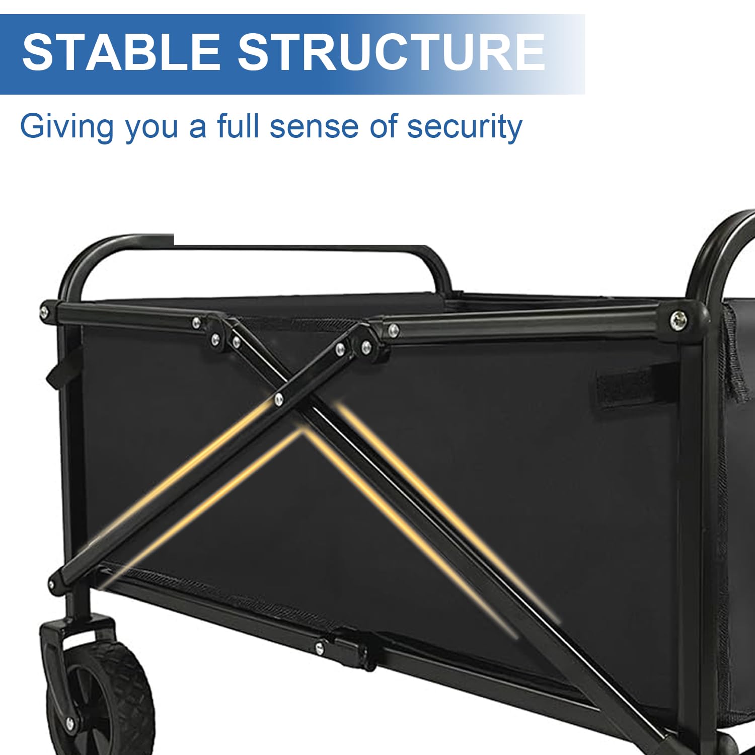 Heavy Duty Collapsible Wagon Cart - Foldable Portable Utility Cart with Large Capacity for Beach, Camping, Grocery Shopping, Fishing & Outdoor Activities | Perfect for Picnics, Sports Events & Garden Use (Black)