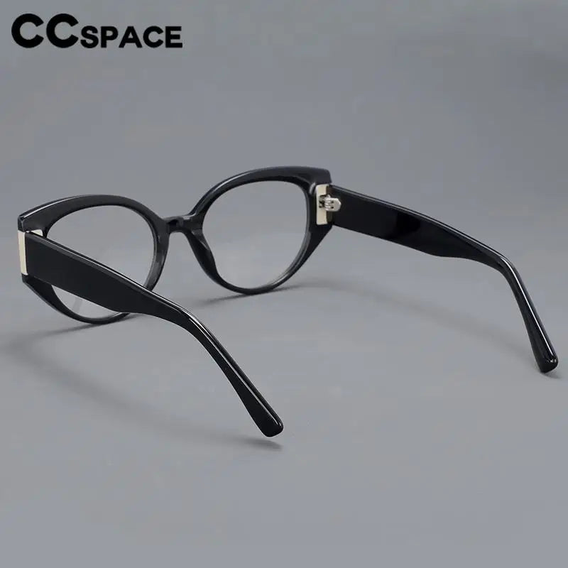 CCspace Unisex Full Rim Cat Eye Acetate Titanium Eyeglasses Frame 57203 - Stylish Lightweight Glasses for Men & Women - Perfect for Work, Reading, and Fashion Accessories