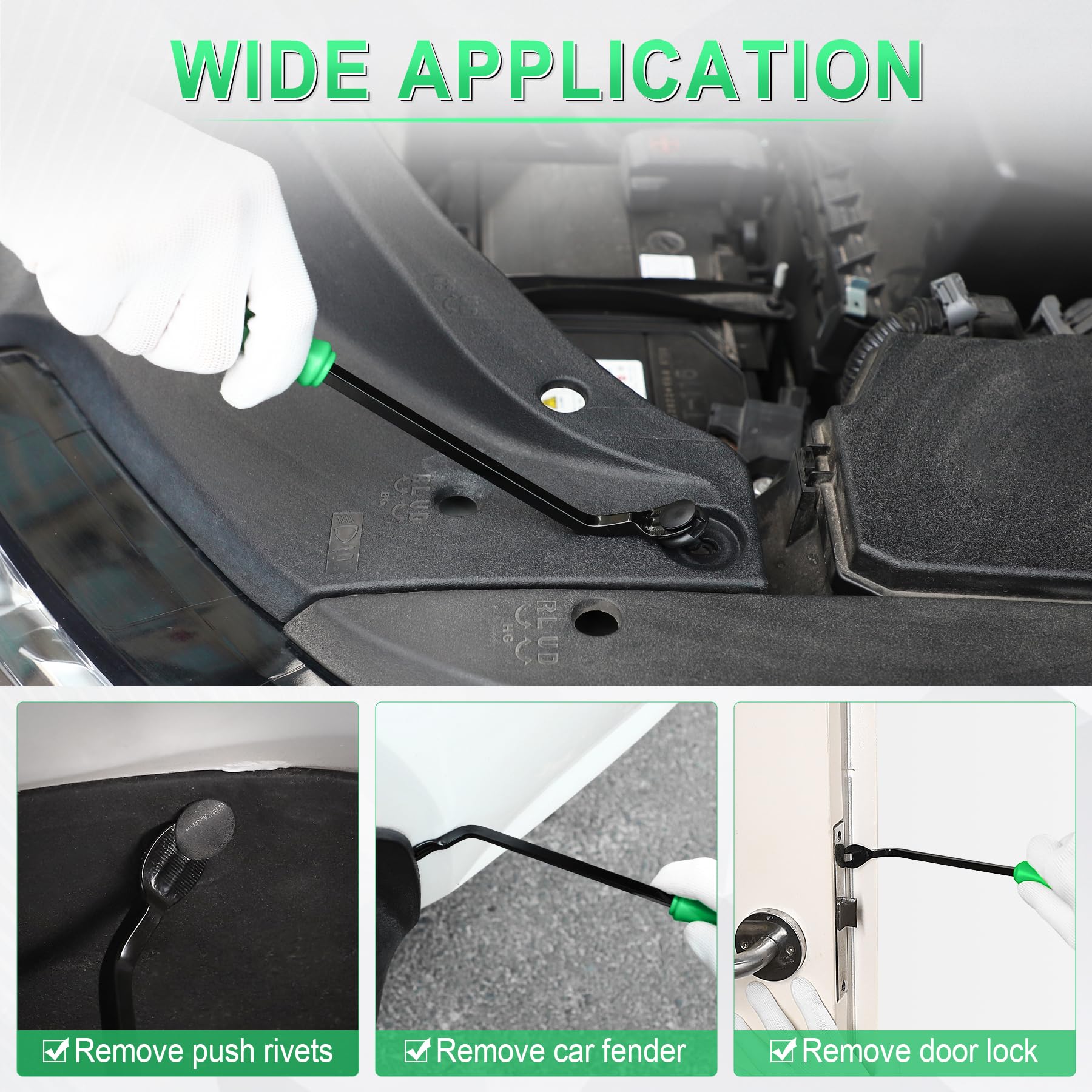 LivTee 5-Piece Auto Trim Removal Tool Kit - No Scratch Plastic Pry Tools for Car Interior Door Panel, Dash & Radio Installation | Safe Clip Fastener Remover Set (Green) | Perfect for DIY Car Repairs & Audio System Upgrades