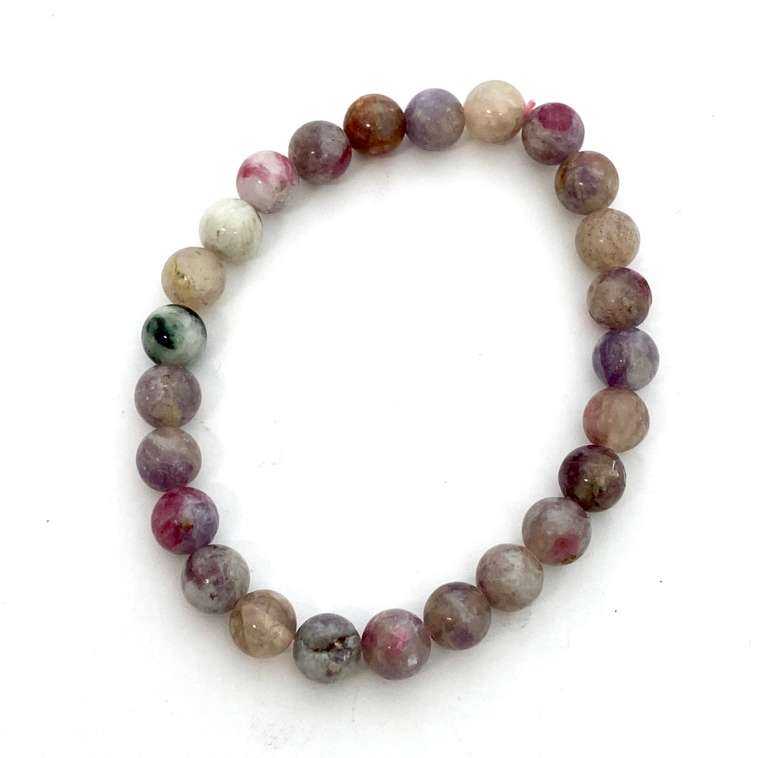 Pegmatite Unicorn Stone Bracelet with Pink Tourmaline, Lepidolite & Quartz - Healing Crystal Jewelry for Stress Relief & Positive Energy - Perfect for Meditation, Yoga & Spiritual Gifts