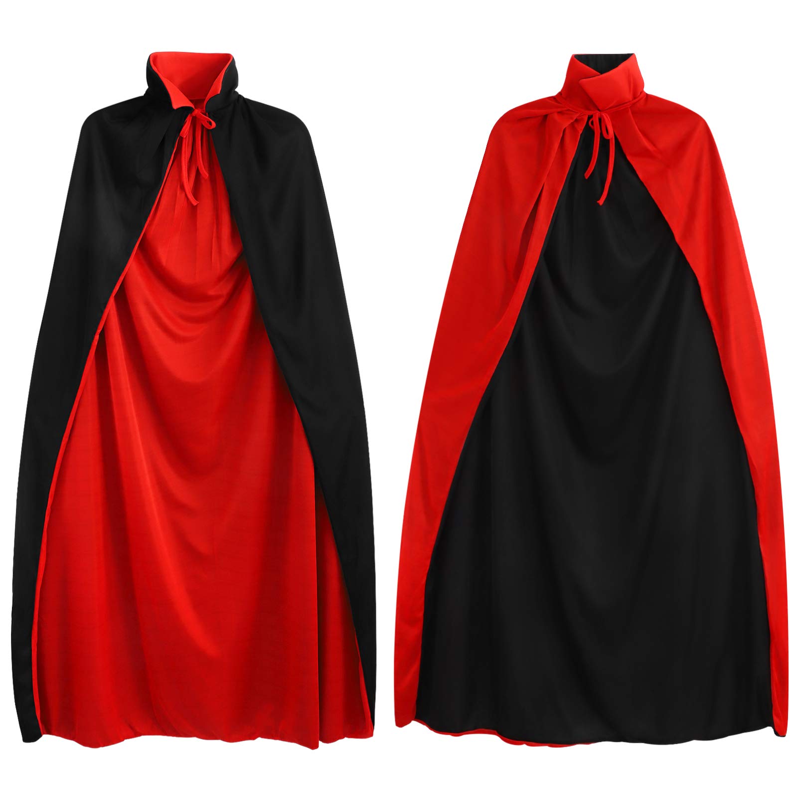 Veemoon Black & Red Reversible Cape - Adult Halloween Bat Costume Cloak with Hood & Lace-Up Design | Vampire Cosplay Cloak for Women | Perfect for Halloween Parties, Cosplay Events & Gothic Fashion