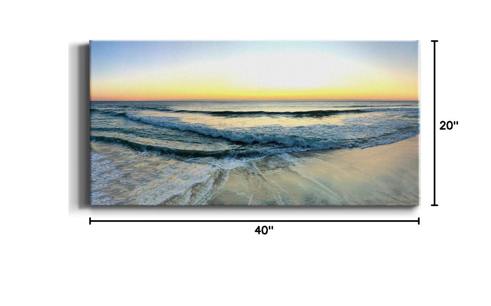 Modern Ocean Wave Canvas Wall Art - Blue Beach Landscape Print for Living Room, Bedroom, Bathroom & Office Decor - Ready to Hang 20x40 Inches - Perfect for Coastal, Nautical & Boho Home Styling