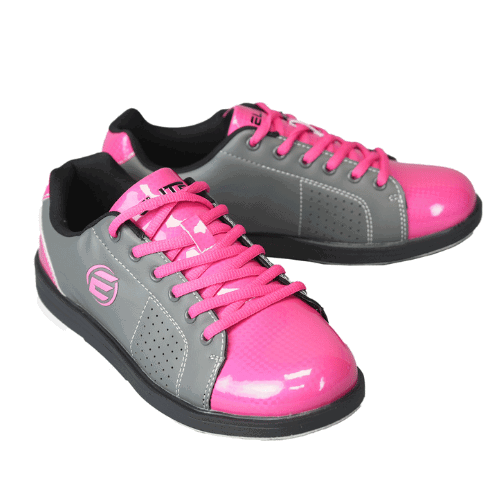 ELITE Women's Classic Grey & Pink Bowling Shoes - Lightweight & Comfortable for League Play & Casual Bowling