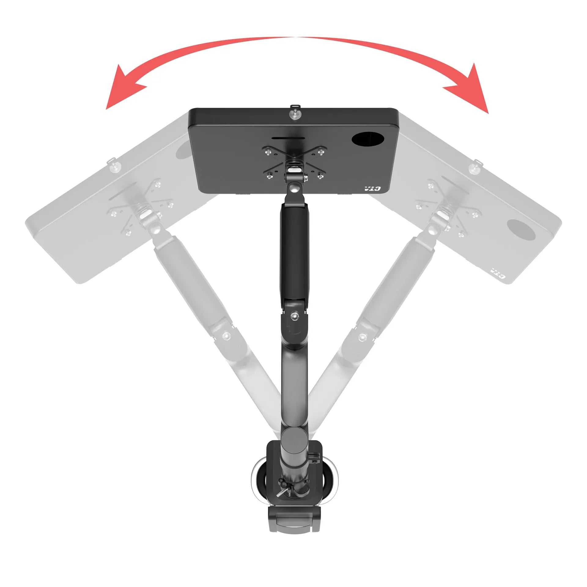 Adjustable Articulating Desk Clamp Mount with Secure Enclosure - Perfect for Monitors, Laptops, and Tablets in Home Office & Gaming Setups