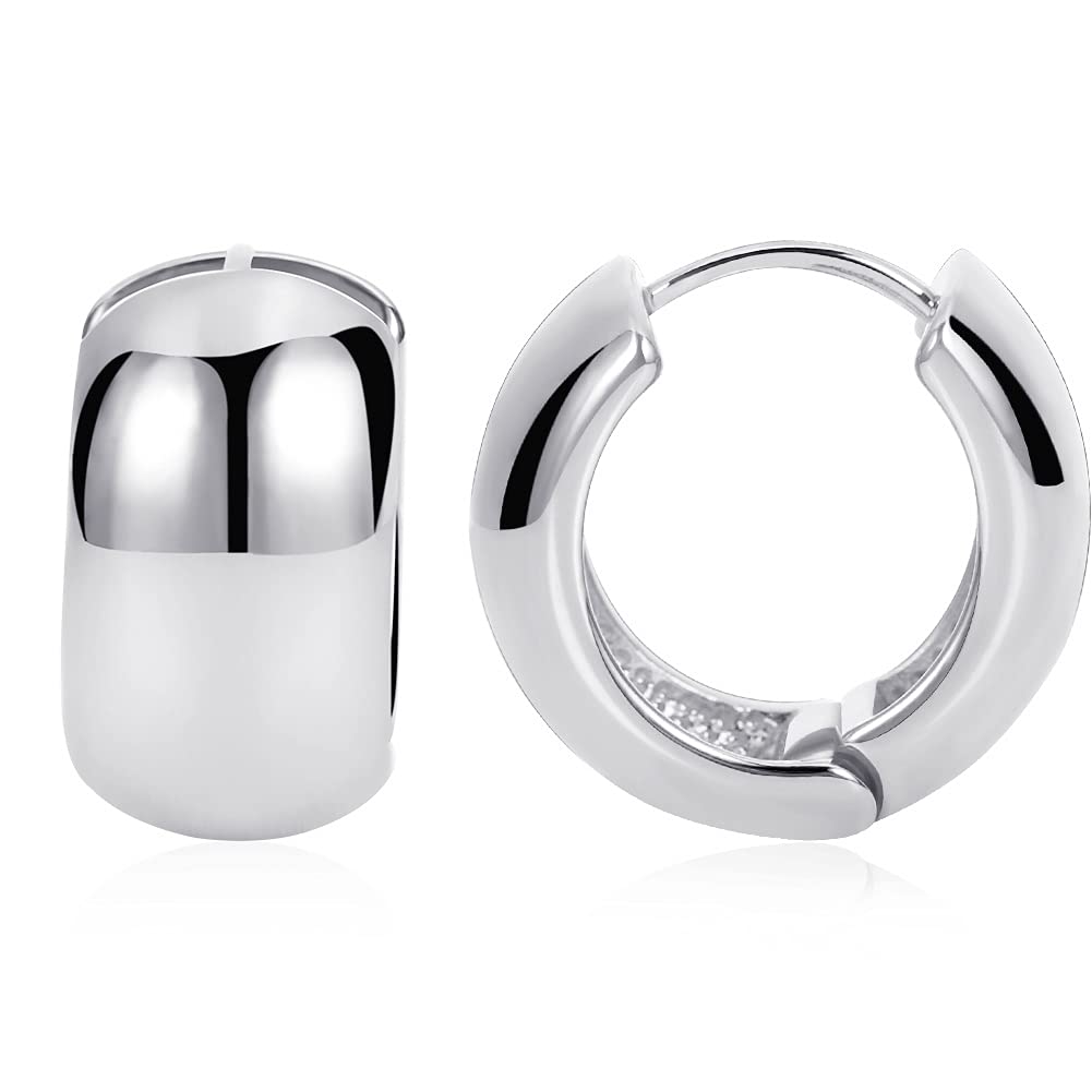 Chunky Gold Hoop Earrings for Women & Men - 14K Gold Plated Thick Huggie Hoops - Trendy Gift for Her, Him & Teens - Perfect for Parties, Date Nights & Everyday Wear