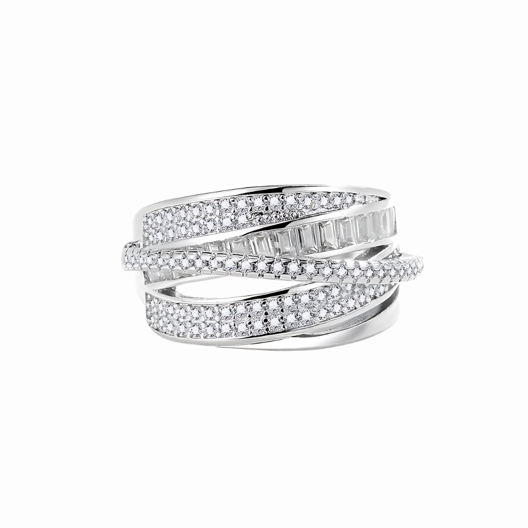 Layered Zircon Stackable Wide Band Ring for Women - Elegant Multi-Layer Design, Perfect for Stacking, Gift Giving & Everyday Wear (HR769)