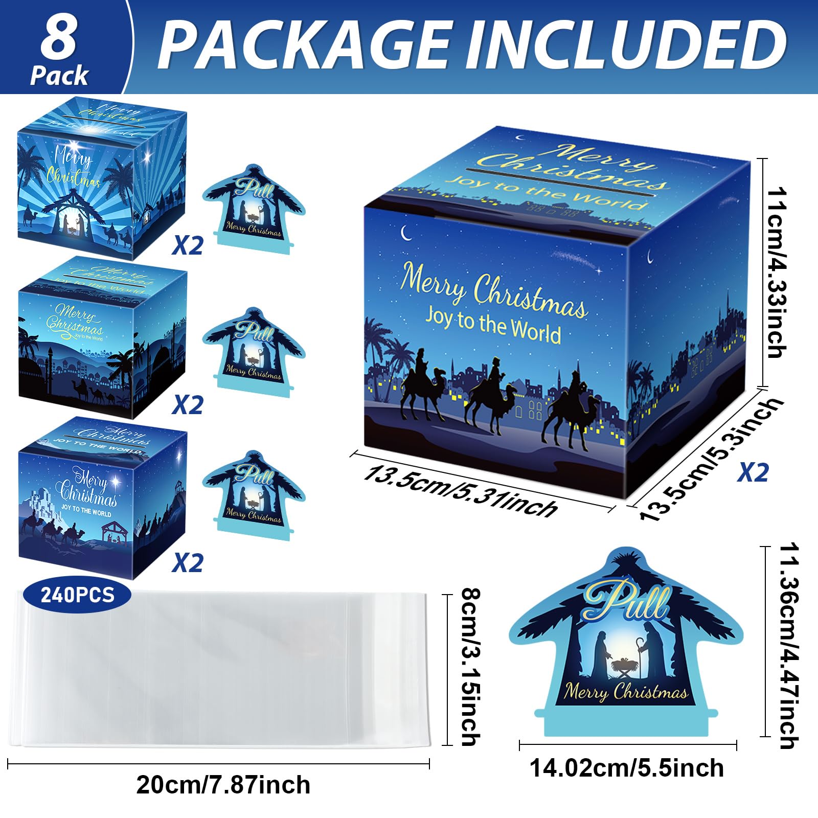 8-Piece Christmas Nativity Money Box Set - Religious Cash Gift Box with Pull-Out Card for Holiday Parties, Jesus-Themed Christian Surprise Gift for Holy Night Celebrations - Perfect for Church Events, Family Gatherings & Christmas Gift Exchanges