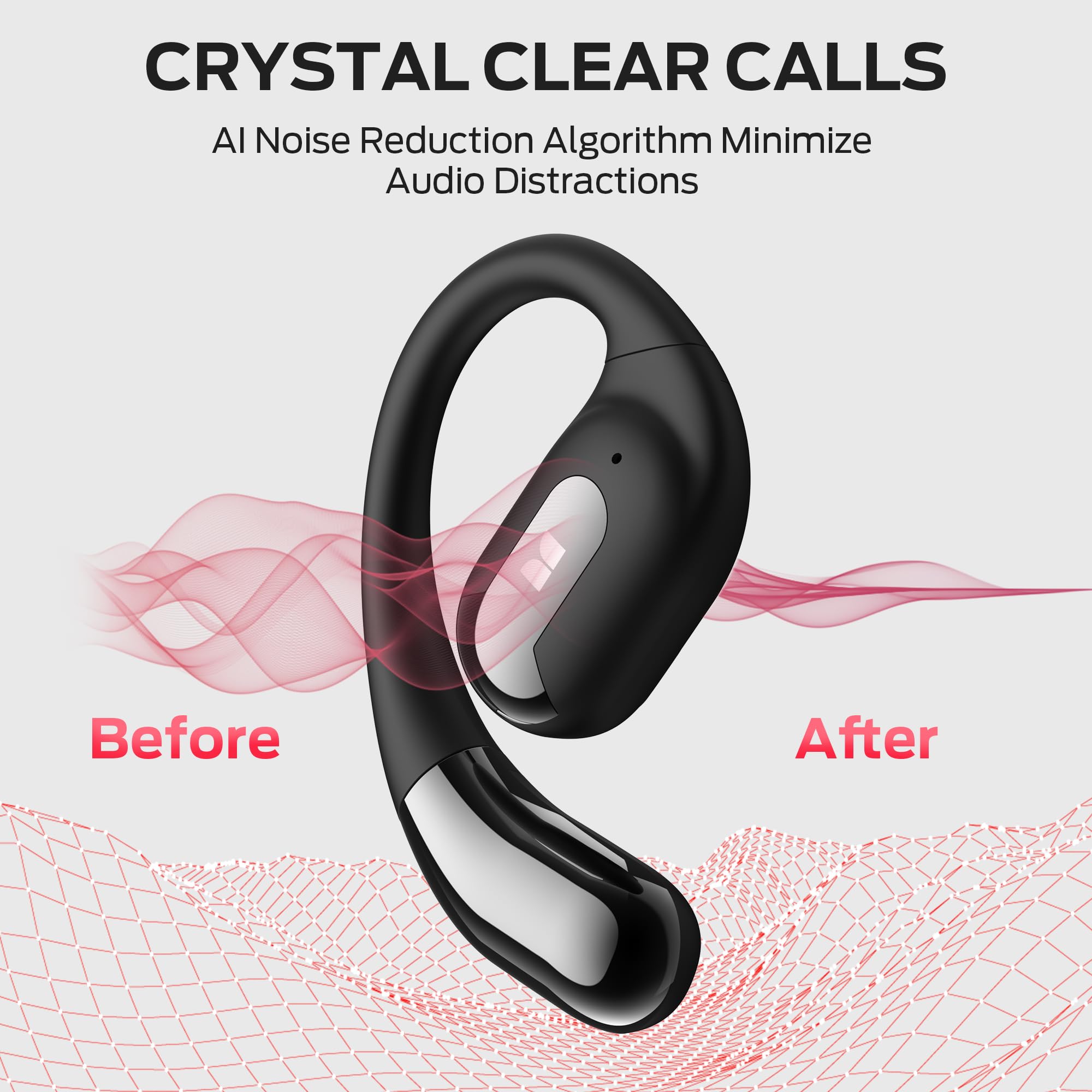 Monster Open Ear AC317 Bluetooth 5.4 Wireless Headphones - Stereo Sound, Crystal Clear Calls, 24H Playback, USB-C Fast Charging, Touch Control, Sweatproof for Running, Cycling & Workouts