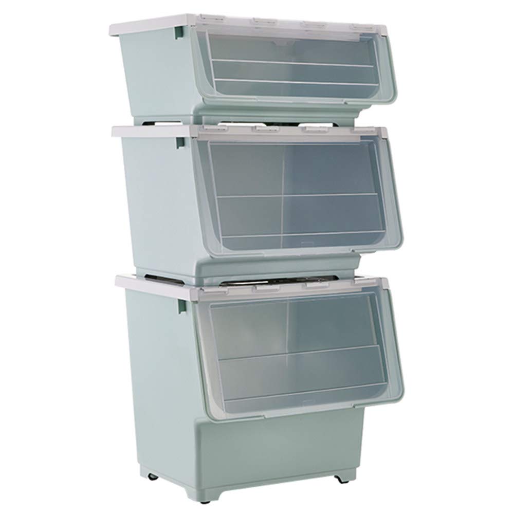 Shozafia Clear Plastic Storage Bins with Lids & Wheels - Stackable Toy Organizer Box for Kids Room, Playroom & Closet (Green, Small/Large/Tall Set) - Perfect for Toy Storage, Home Organization & Playroom Decor