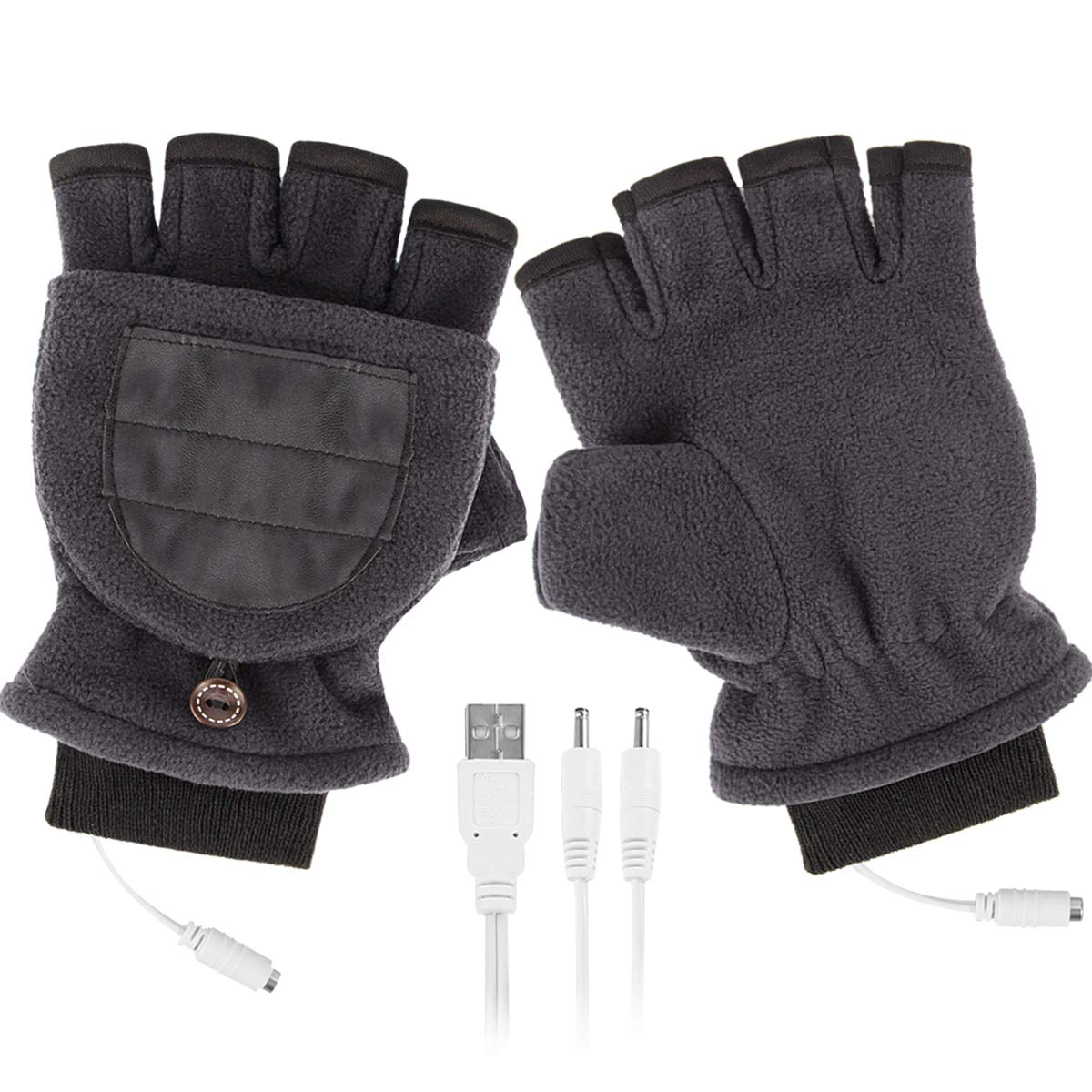 USB Heated Winter Gloves for Men & Women - Rechargeable Electric Heating Mittens with Finger Cover - Perfect for Skiing, Snowboarding & Outdoor Activities in Cold Weather