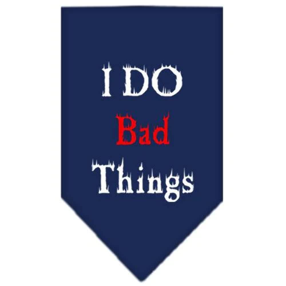 Funny Pet Bandana for Dogs - 'I Do Bad Things' Screen Printed Yellow Large Dog Bandana - Perfect for Halloween, Costume Parties & Pet Photos